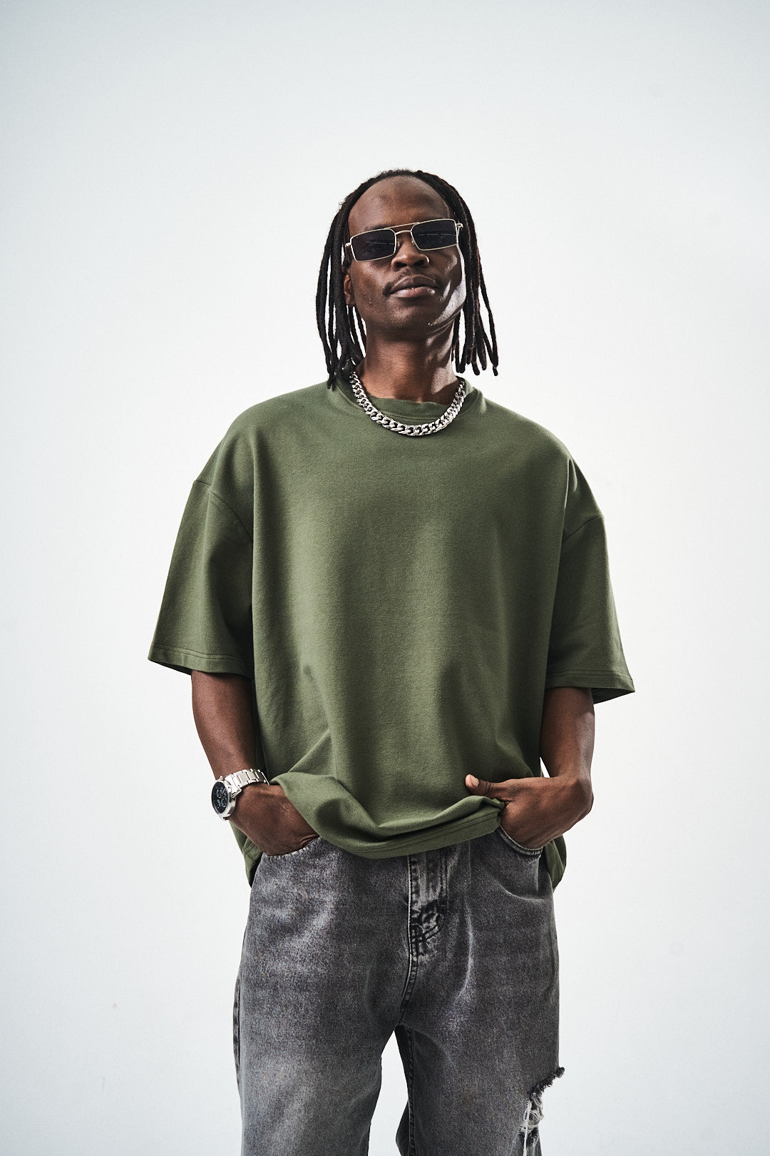 Oversize Khaki Fit Basic T-Shirt