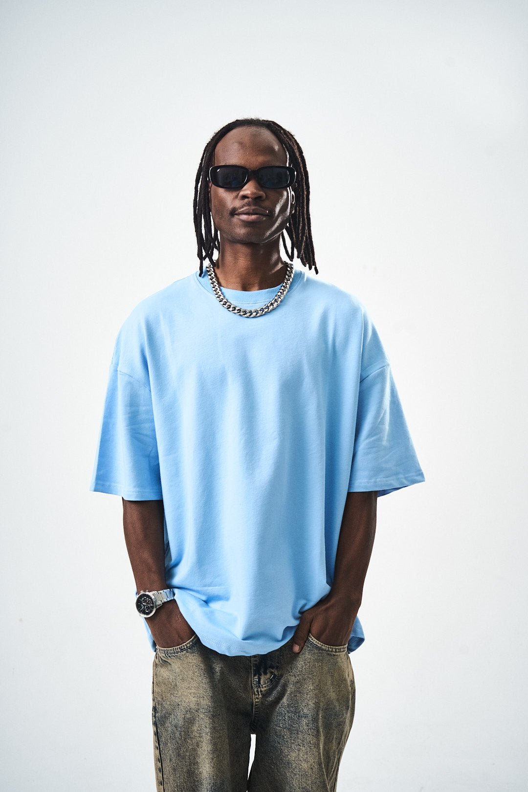 Oversize Blue Fit Basic T-Shirt
