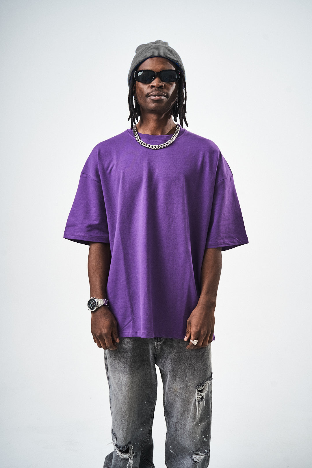 Oversize Purple Fit Basic T-Shirt