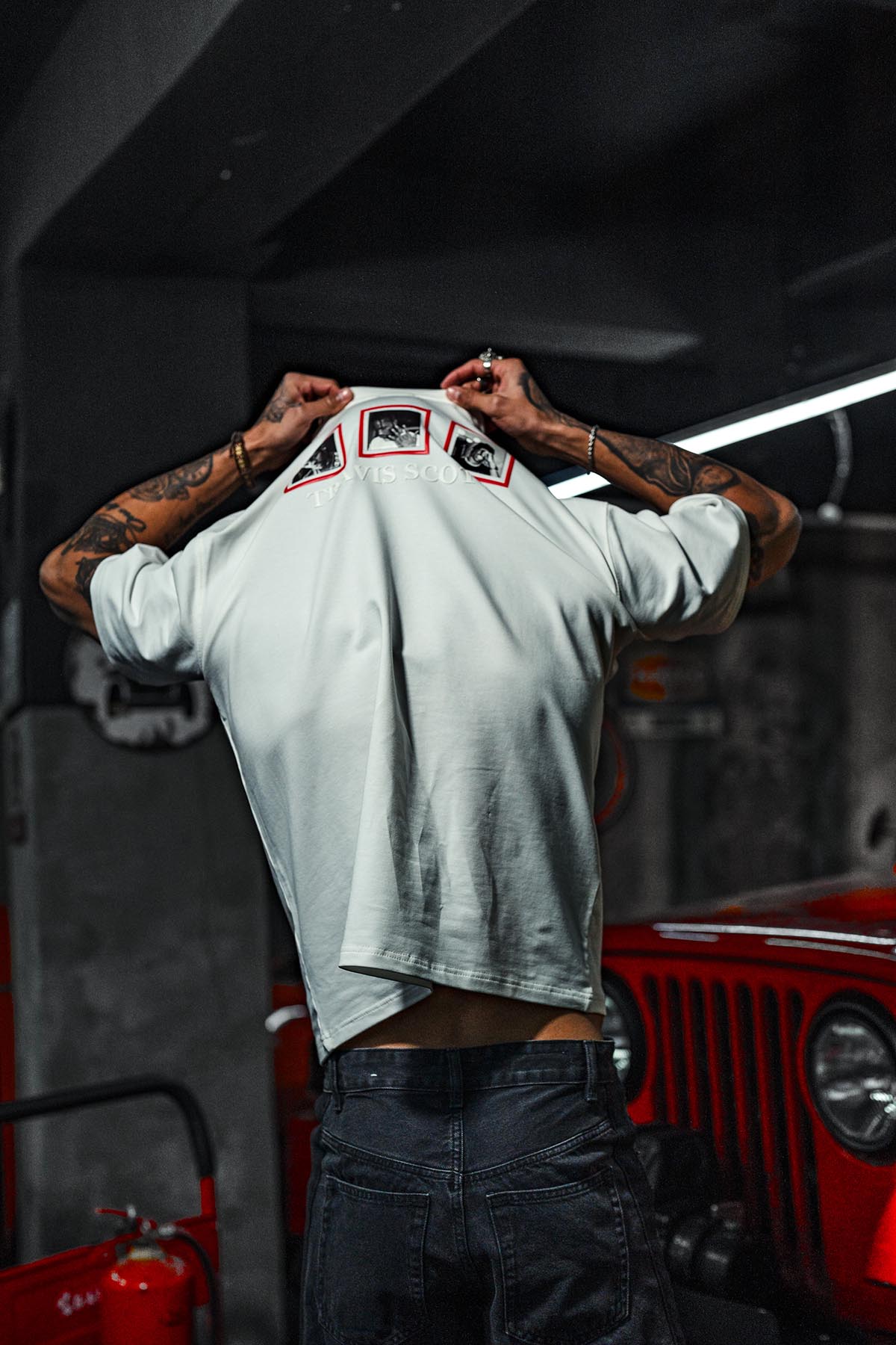 Travis Scott Silicone Printed Oversize White T-shirt