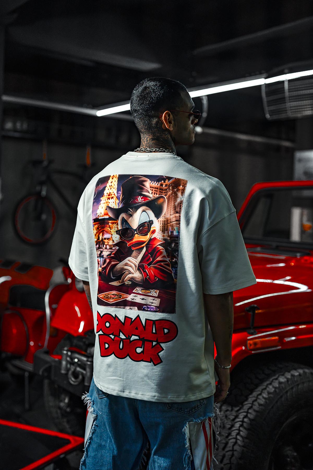 Donald Duck Patch Oversize White T-shirt