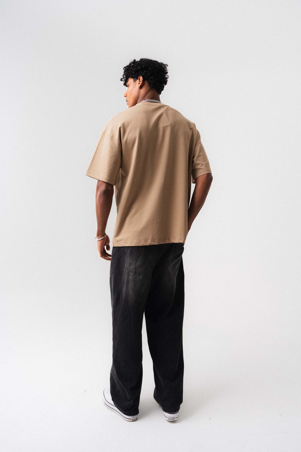 Oversize Basic Bej T-Shirt