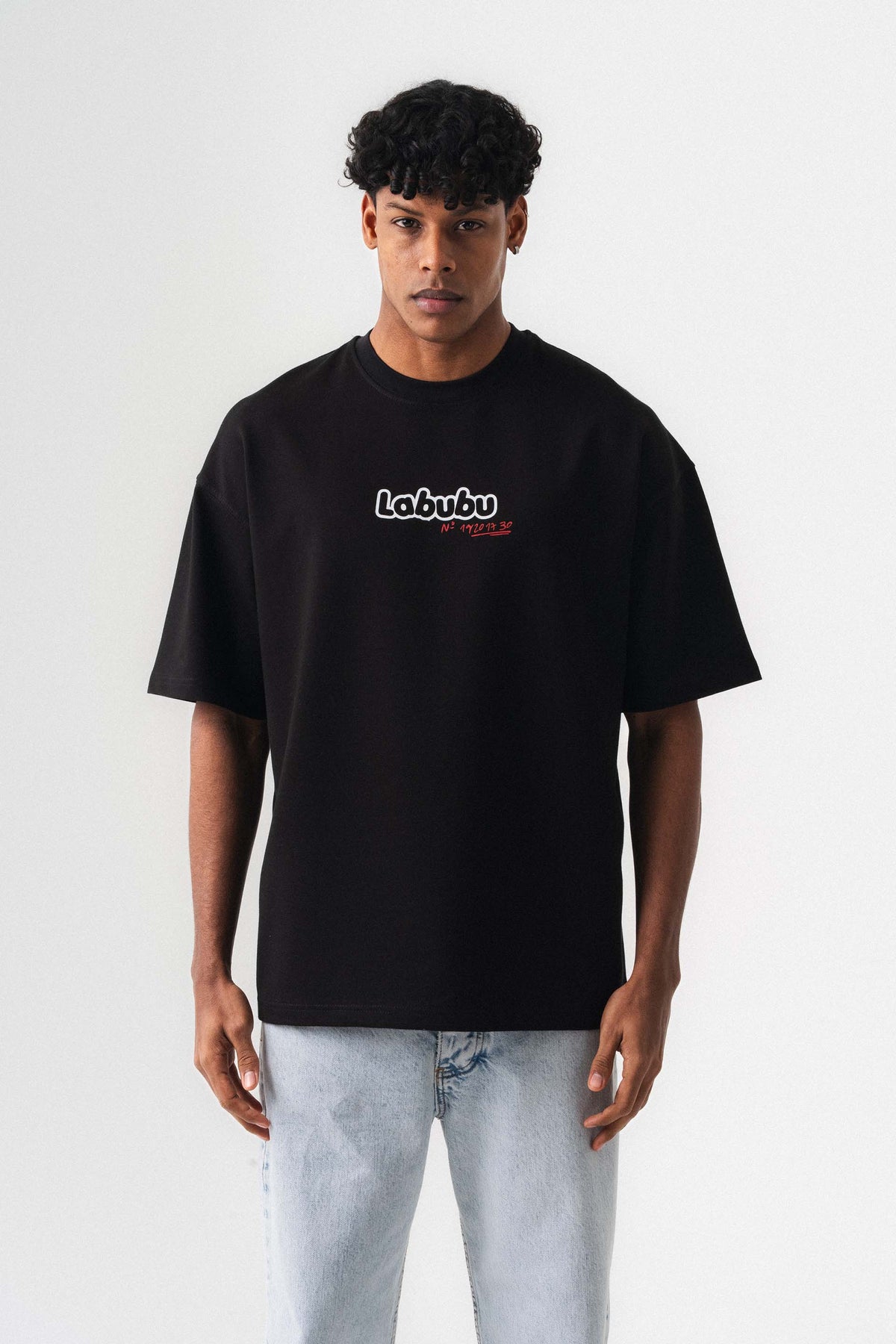 Labubu Siyah Oversize Baskılı T-Shirt