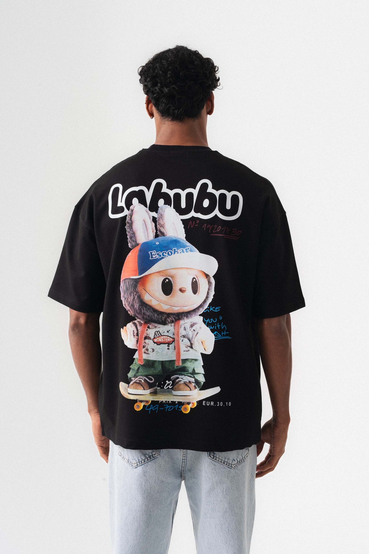Labubu Siyah Oversize Baskılı T-Shirt