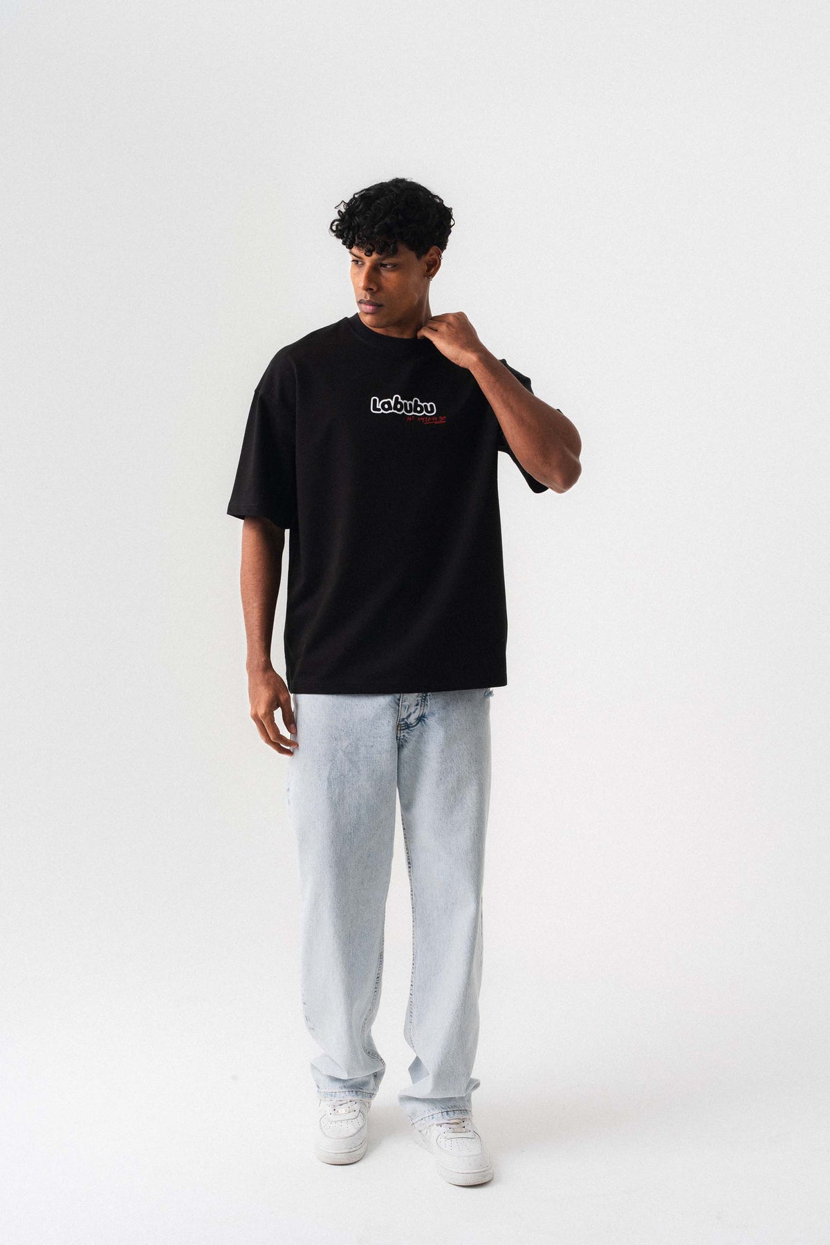Labubu Siyah Oversize Baskılı T-Shirt