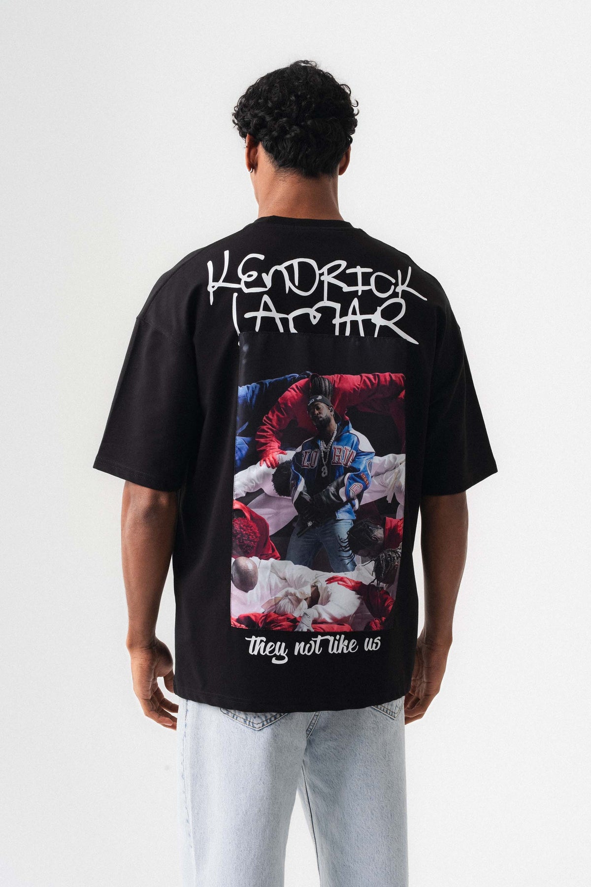 Kendrick Lamar Siyah Oversize Baskılı T-Shirt