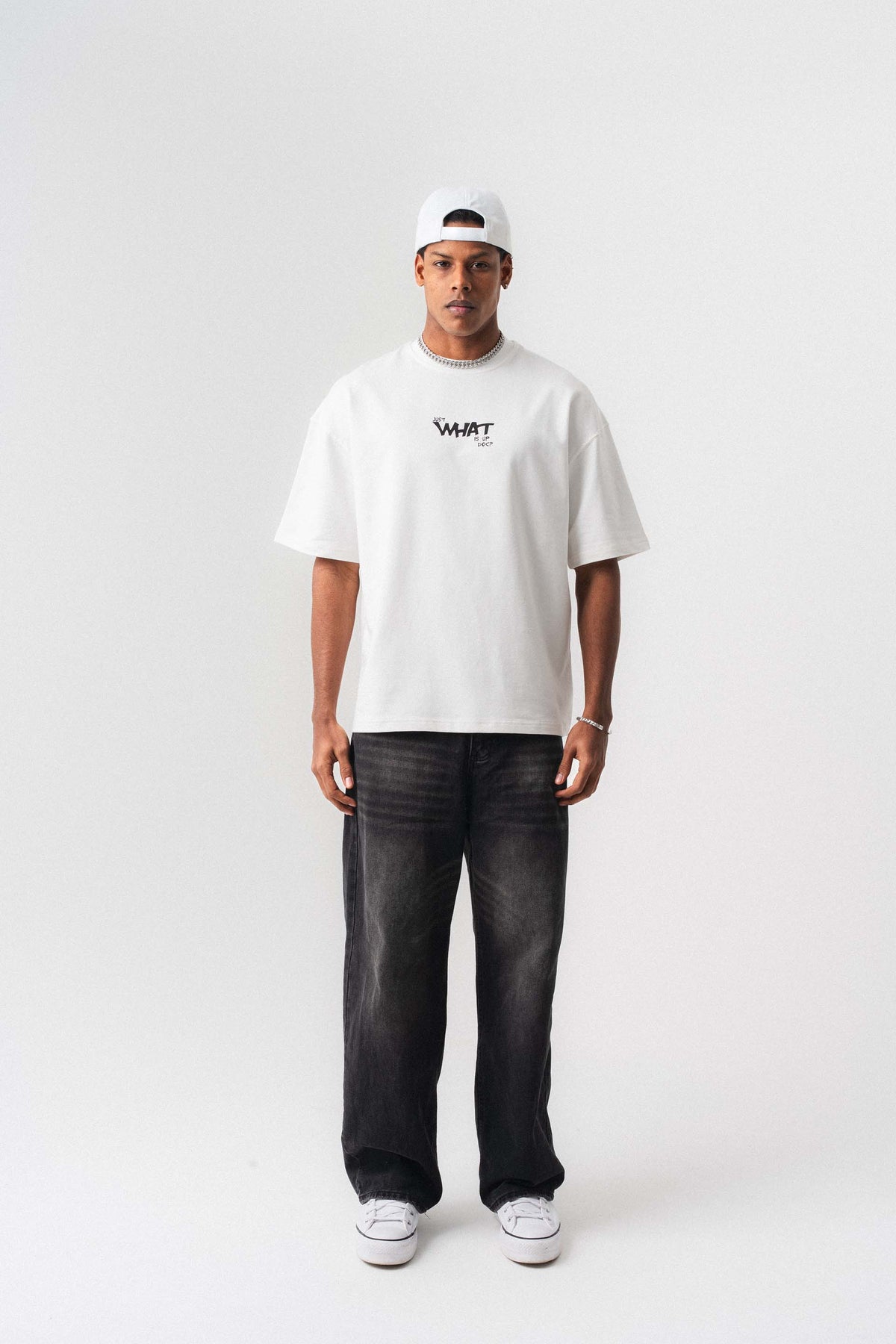 Just What Is Up Doc Beyaz Oversize Baskılı T-Shirt