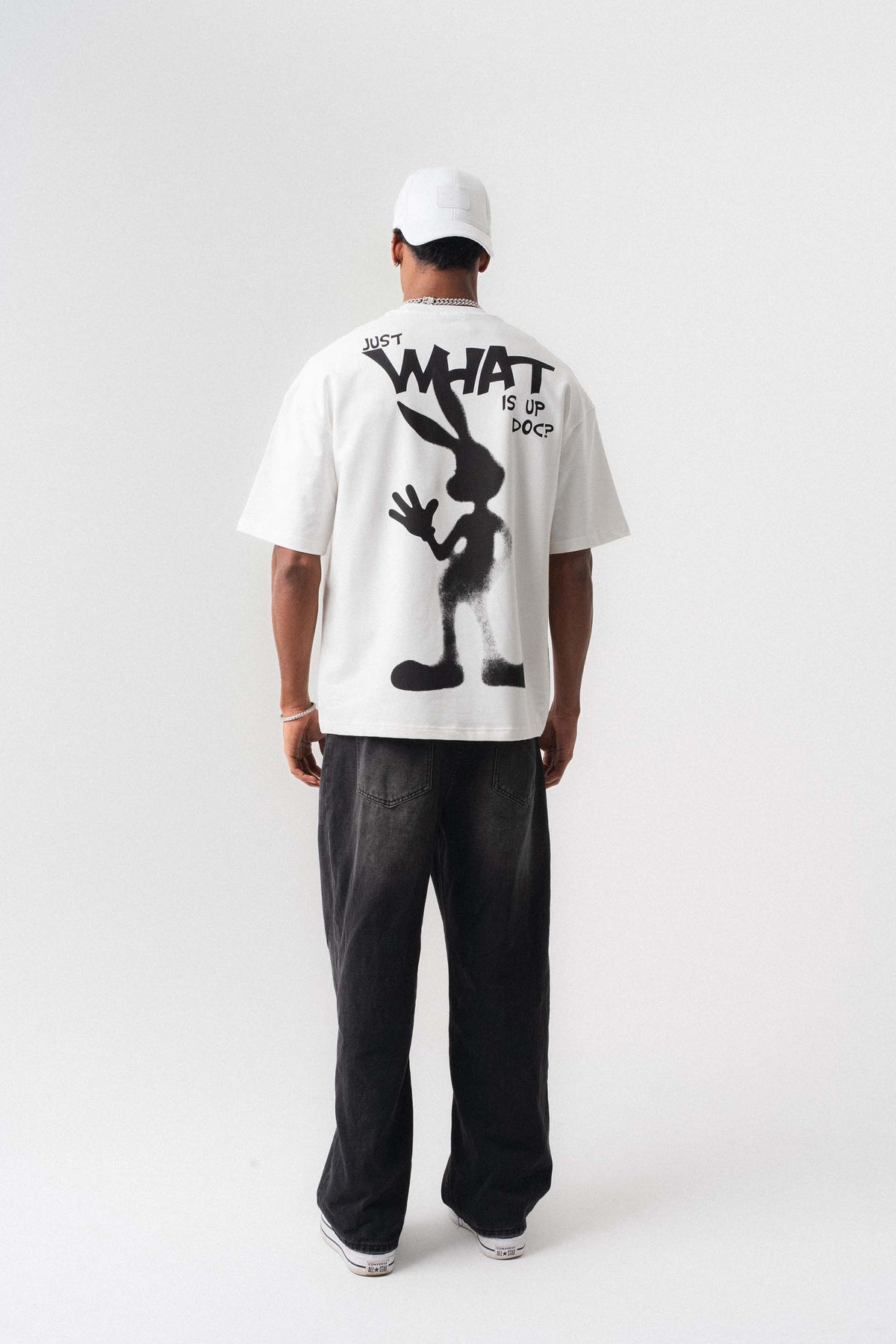 Just What Is Up Doc Beyaz Oversize Baskılı T-Shirt