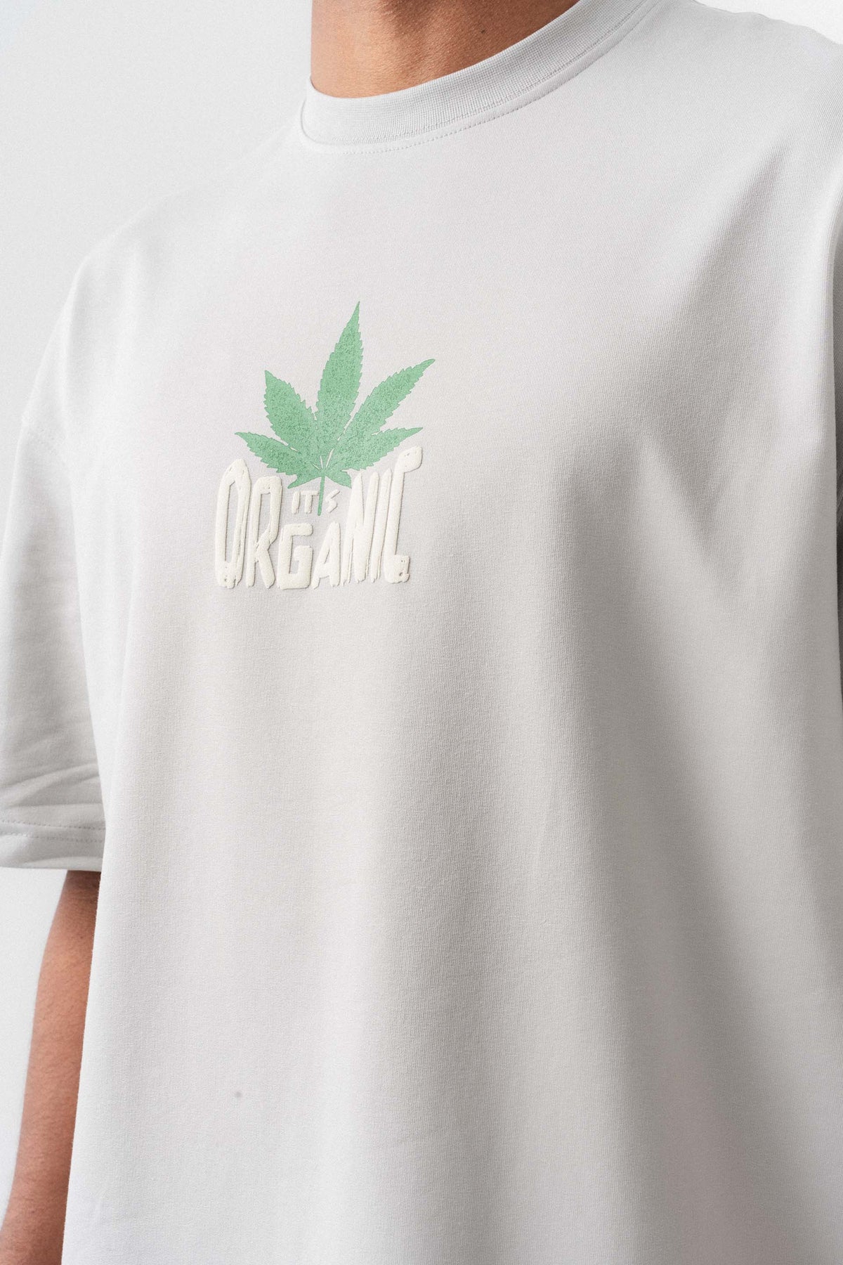 Don't Panic It's Organic Gri Oversize Baskılı T-Shirt