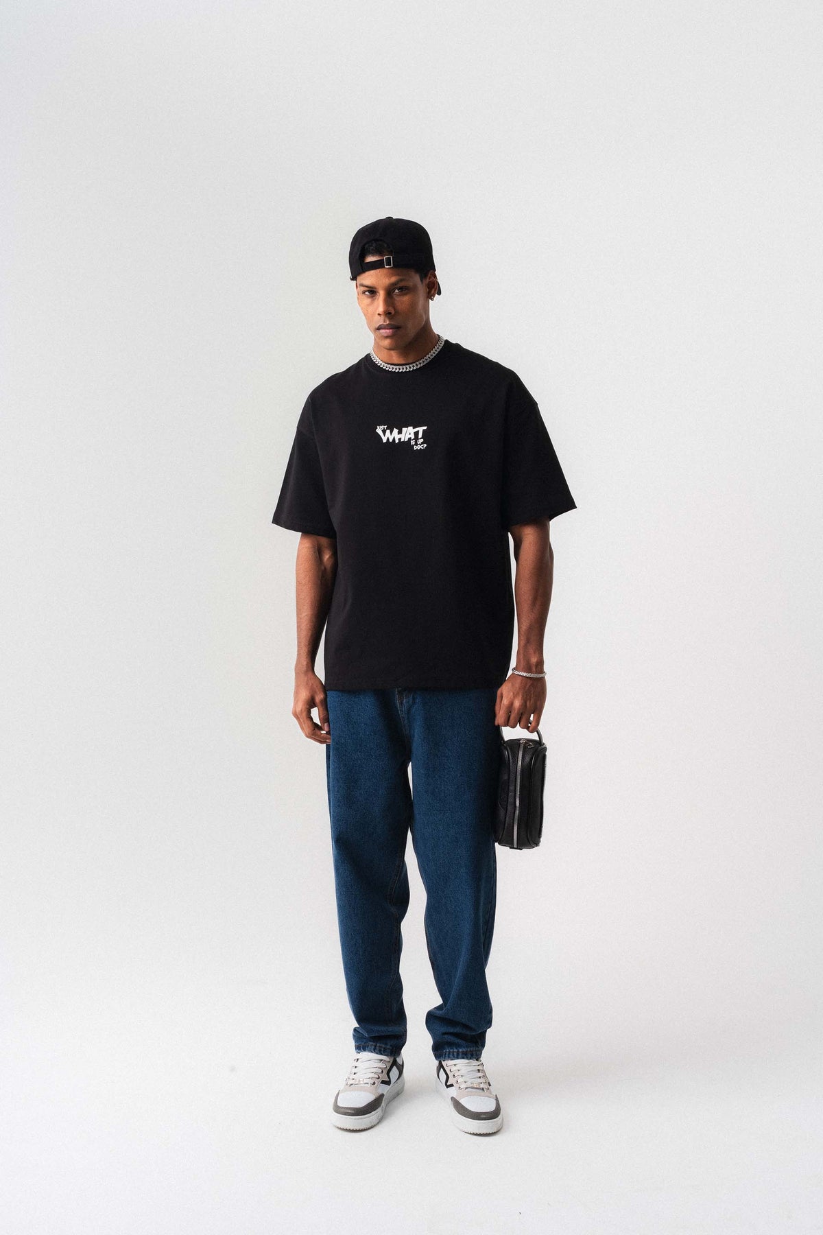 Just What Is Up Doc Siyah Oversize Baskılı T-Shirt