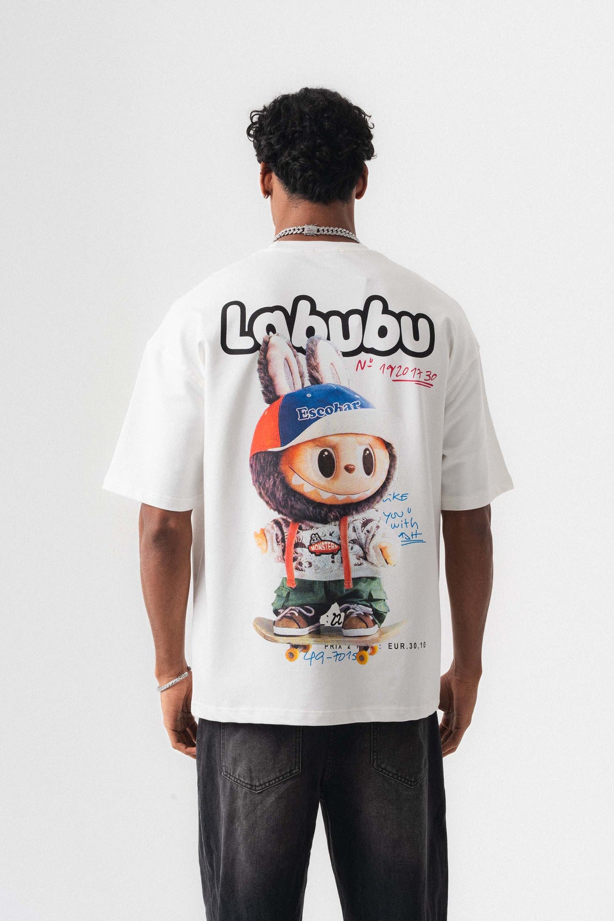 Labubu Beyaz Oversize Baskılı T-Shirt