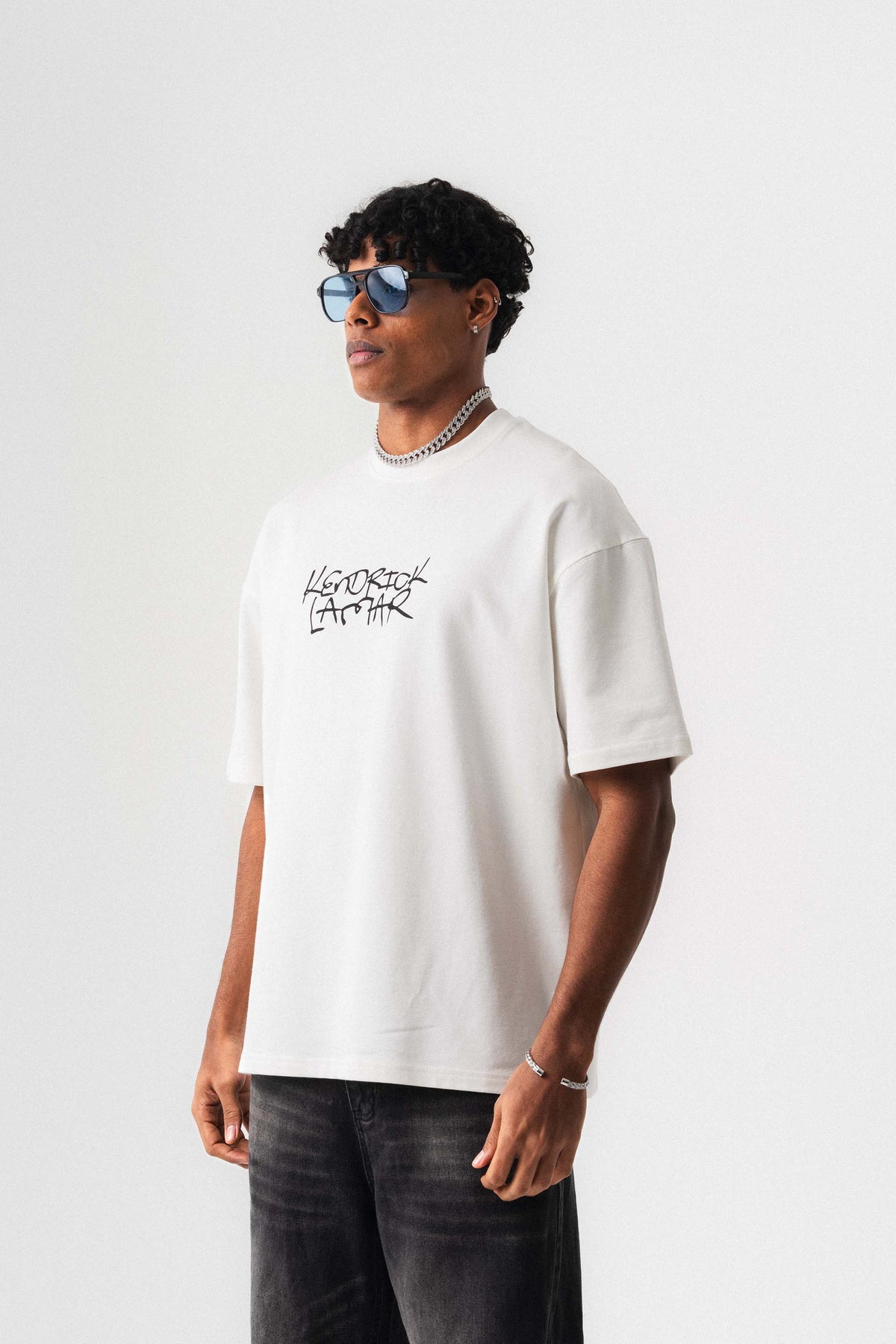 Kendrick Lamar Beyaz Oversize Baskılı T-Shirt