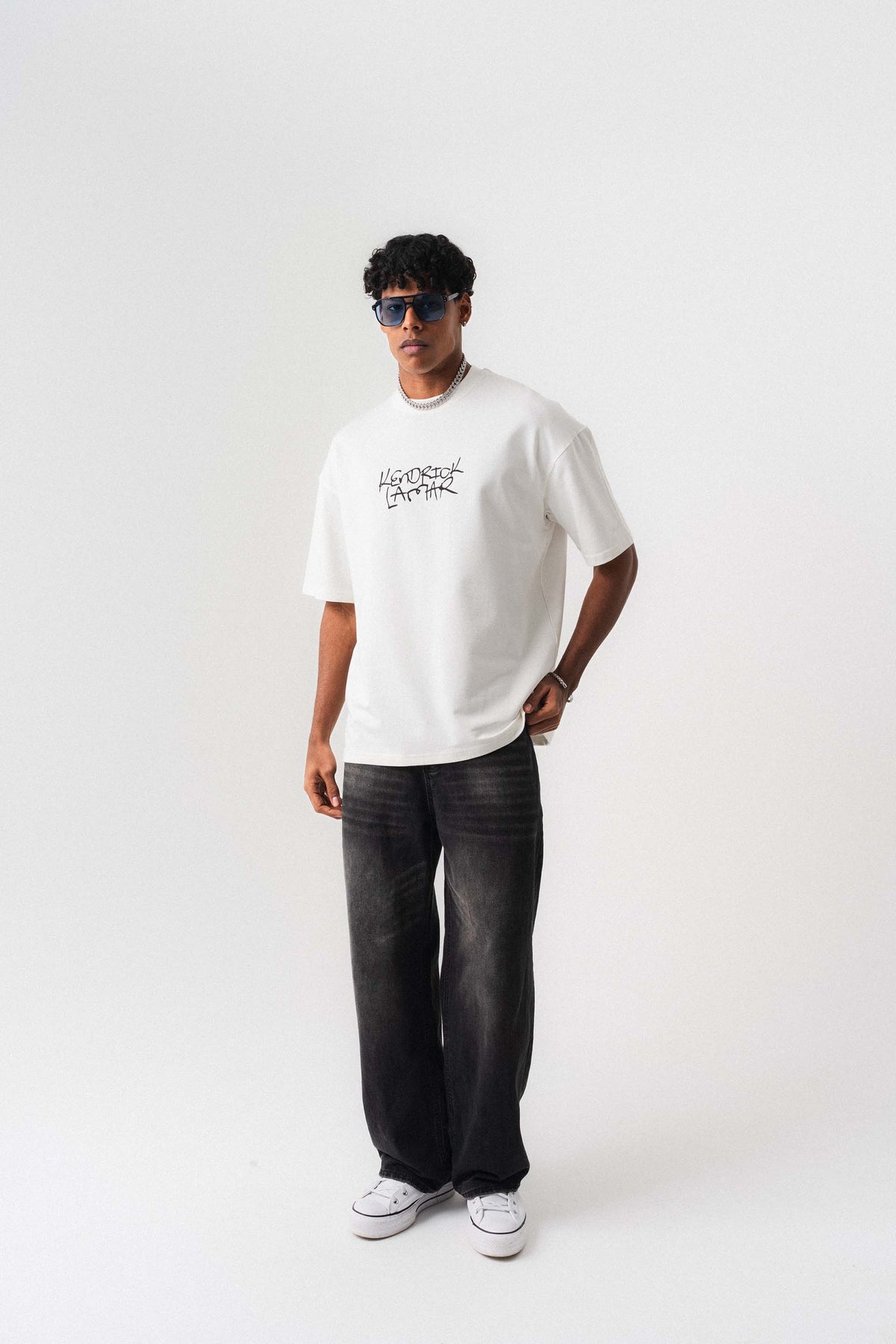 Kendrick Lamar Beyaz Oversize Baskılı T-Shirt