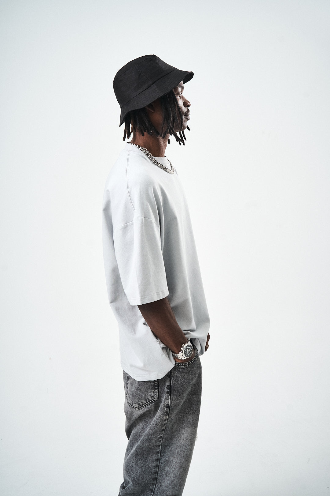 Oversize Gray Fit Basic T-Shirt