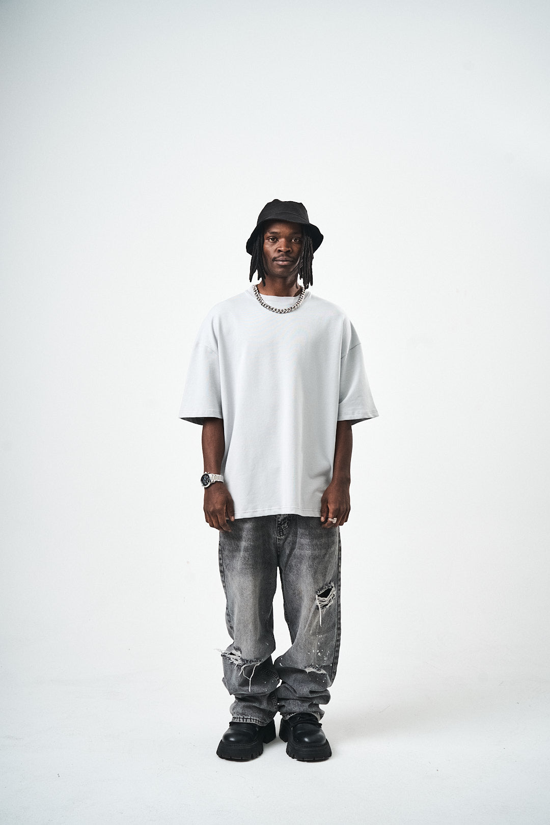 Oversize Gray Fit Basic T-Shirt