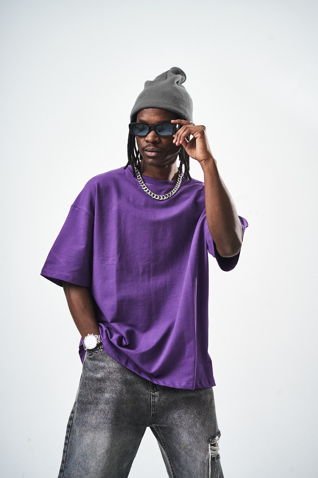 Oversize Purple Fit Basic T-Shirt