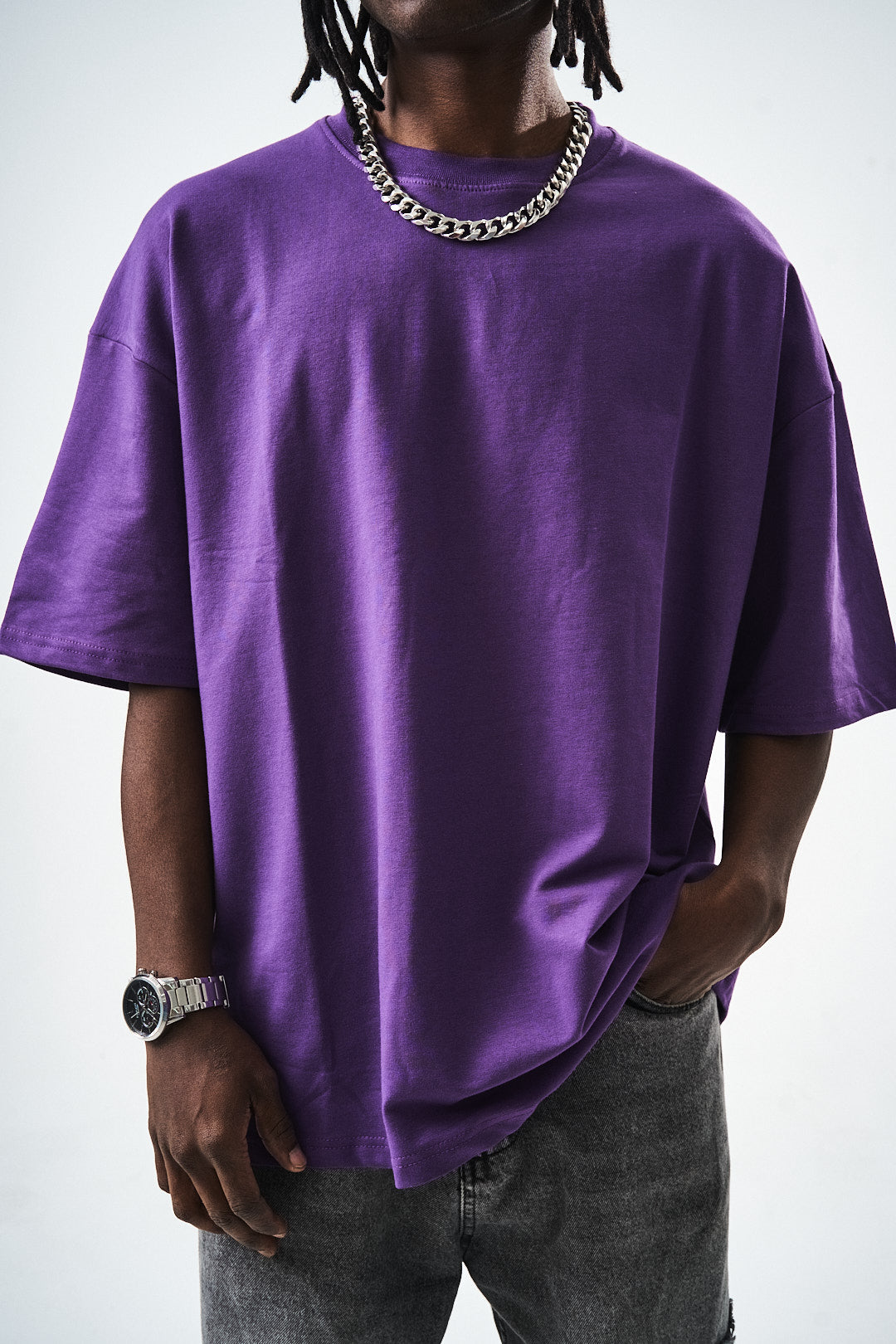 Oversize Purple Fit Basic T-Shirt