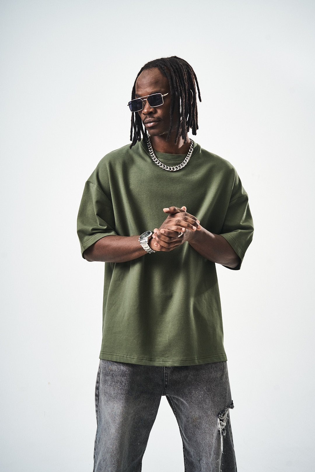 Oversize Khaki Fit Basic T-Shirt