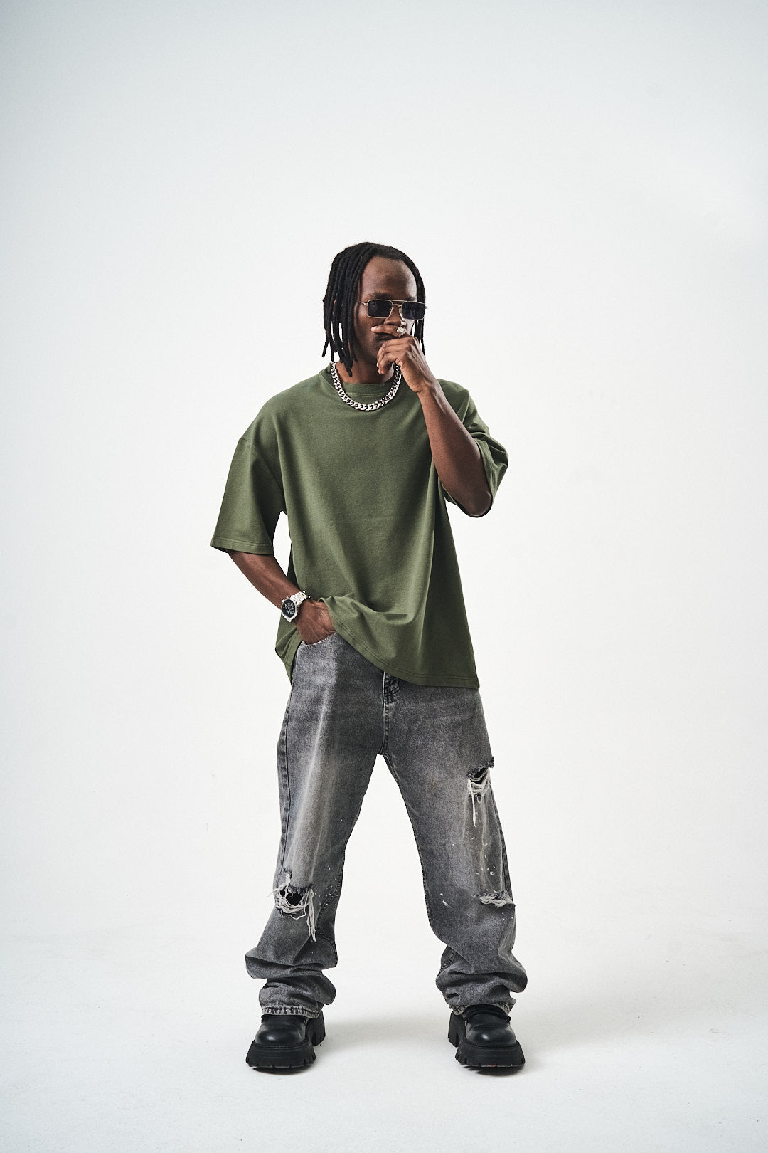Oversize Khaki Fit Basic T-Shirt