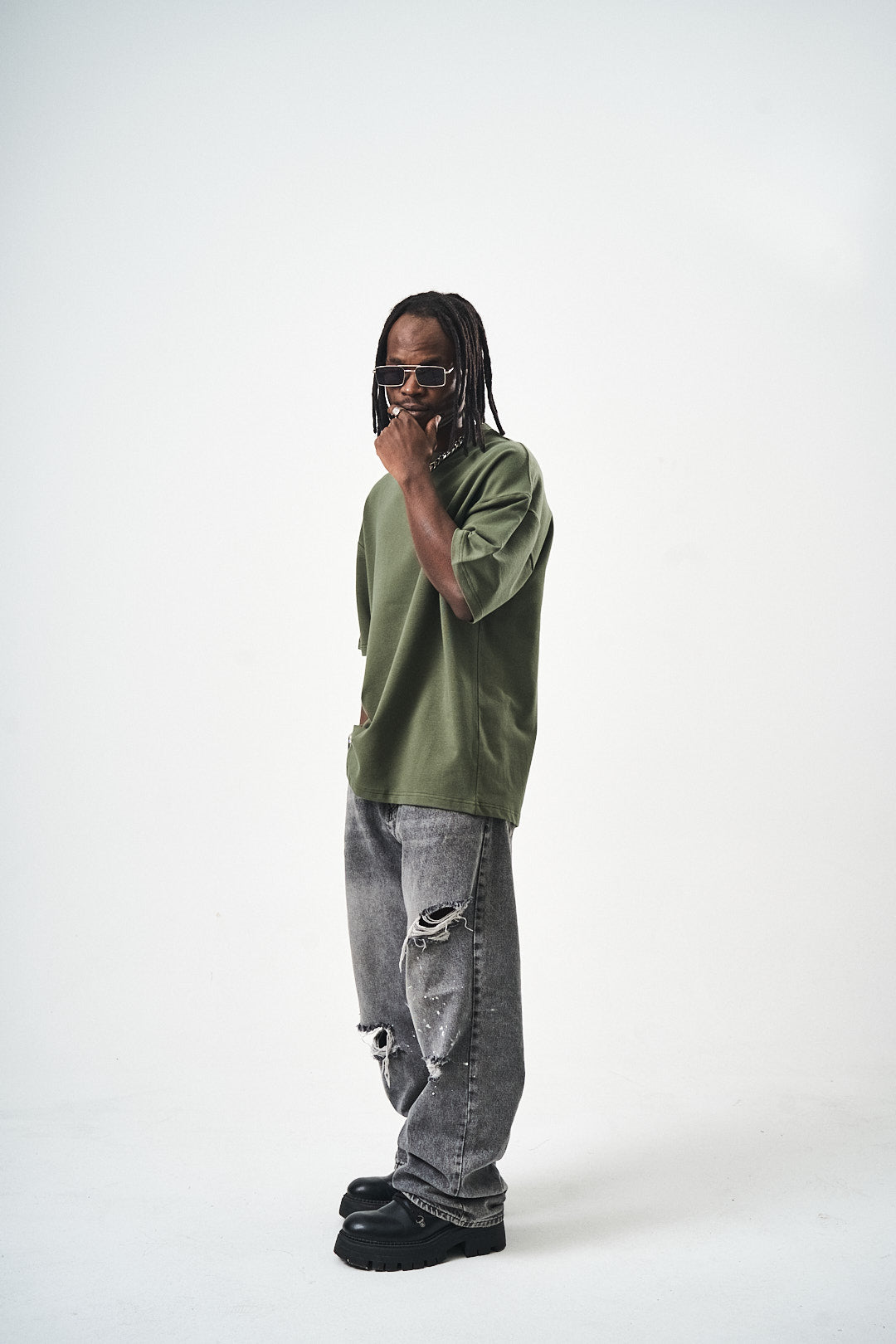 Oversize Khaki Fit Basic T-Shirt