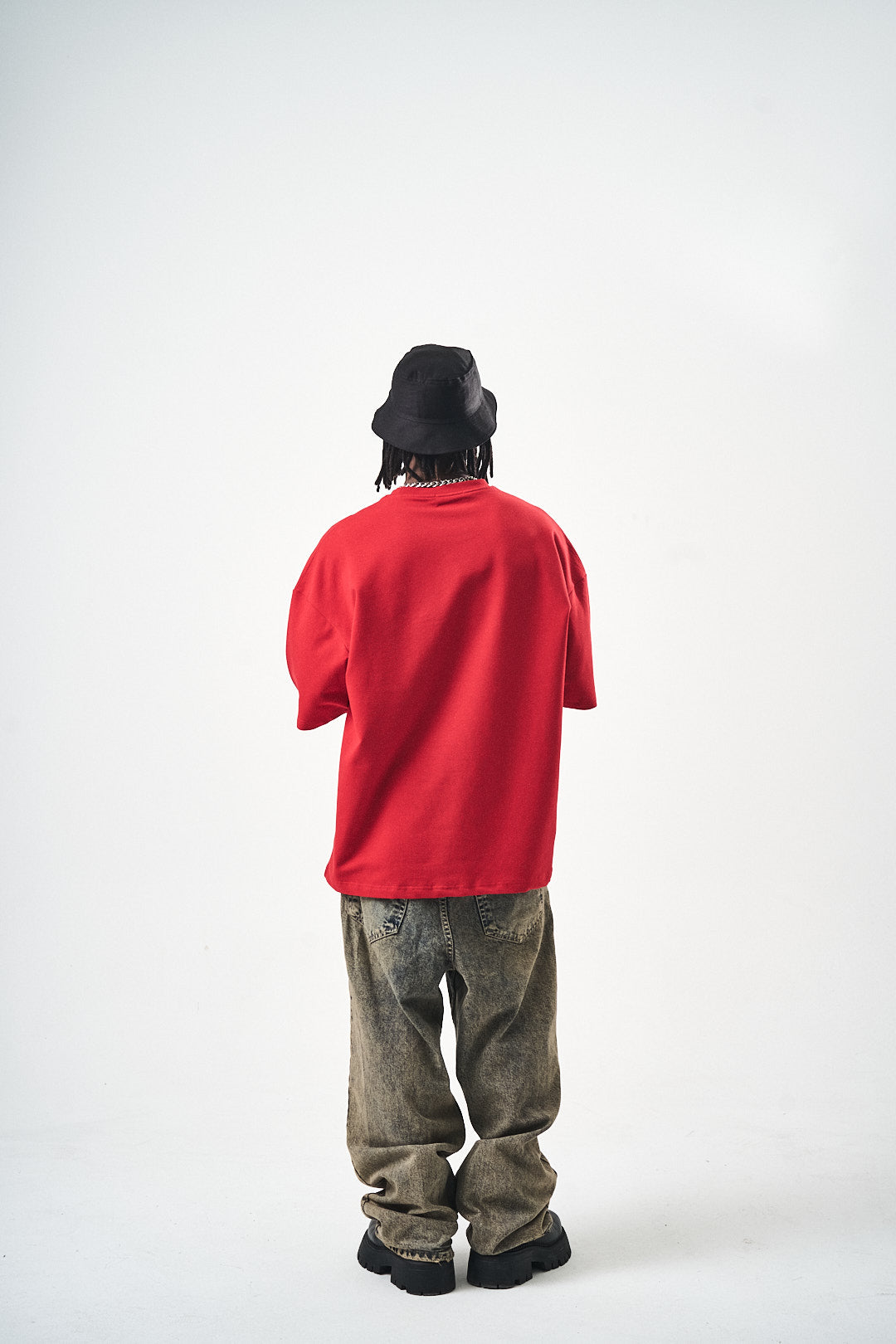 Oversize Red Fit Basic T-Shirt