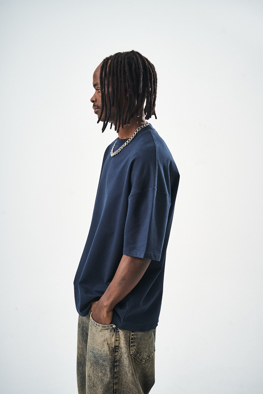 Oversize Navy Blue Fit Basic T-Shirt