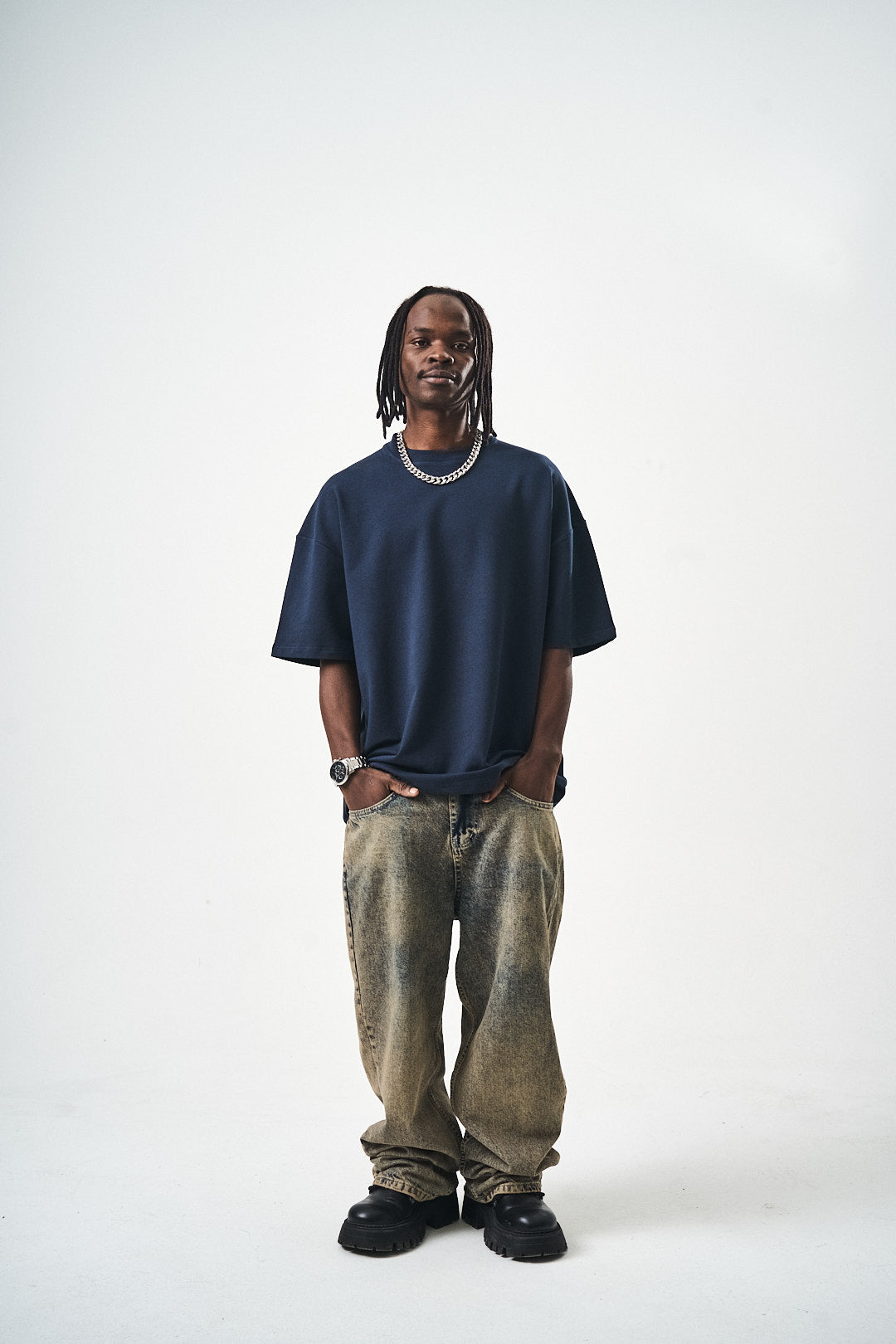 Oversize Navy Blue Fit Basic T-Shirt