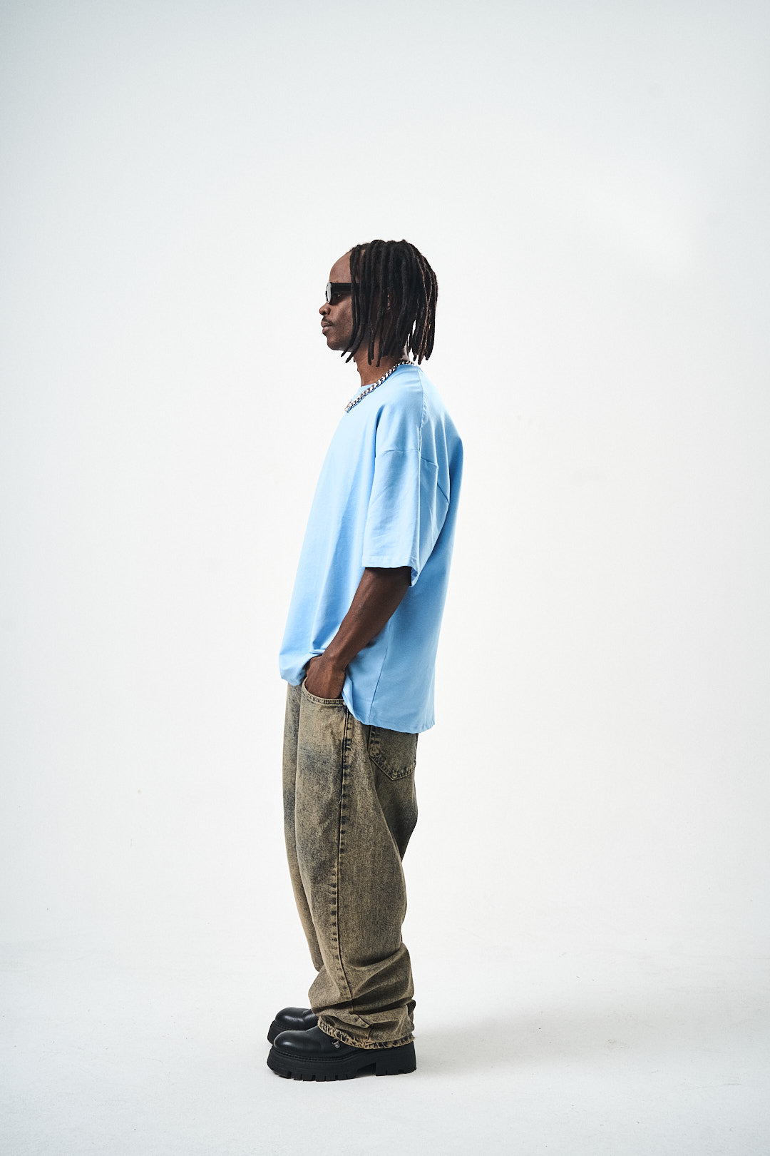 Oversize Blue Fit Basic T-Shirt