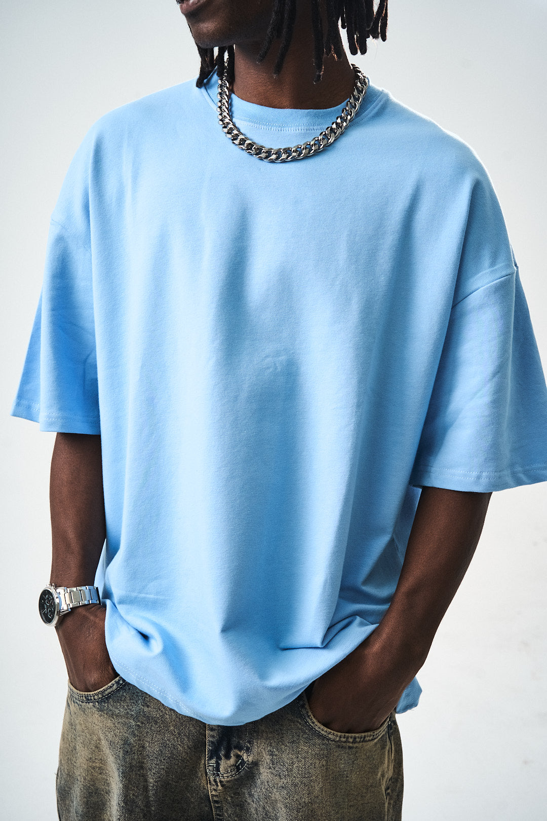 Oversize Blue Fit Basic T-Shirt