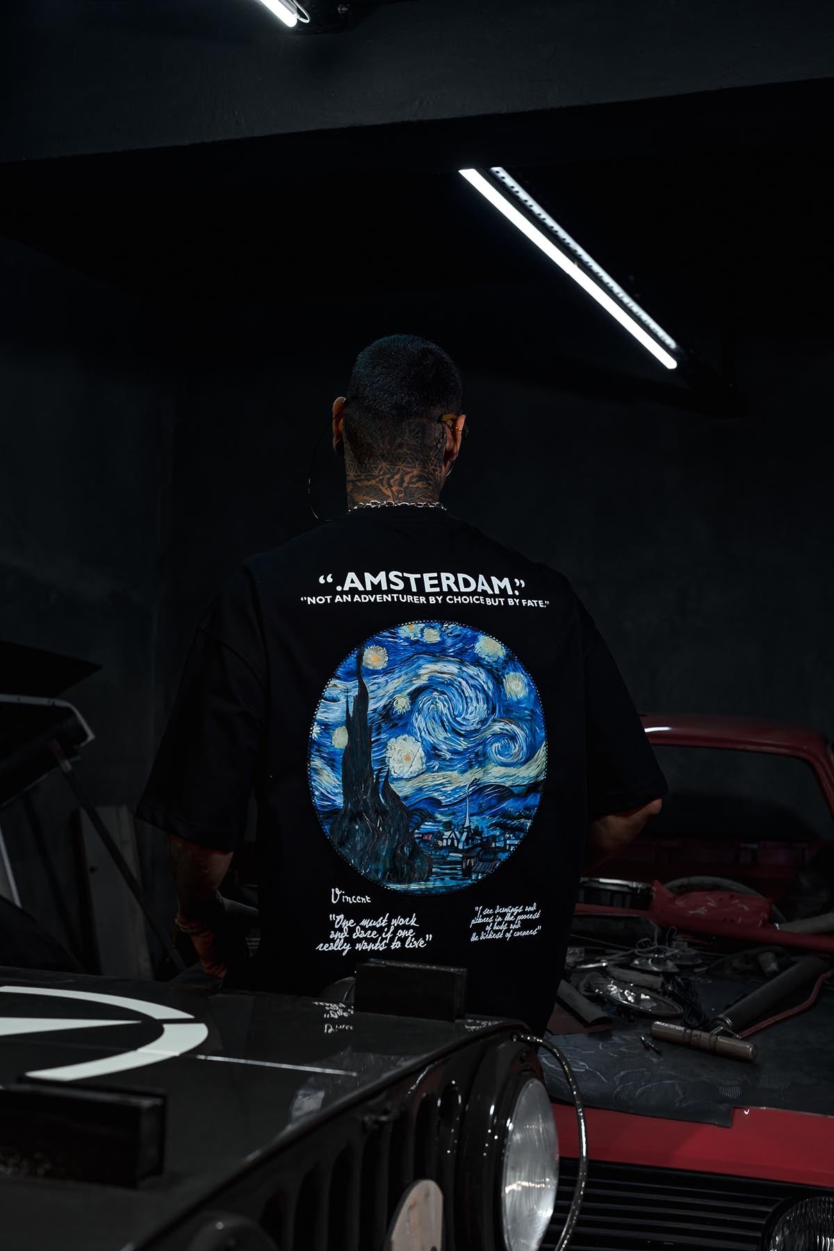 Amsterdam Van Gogh Print Oversize Black T-shirt