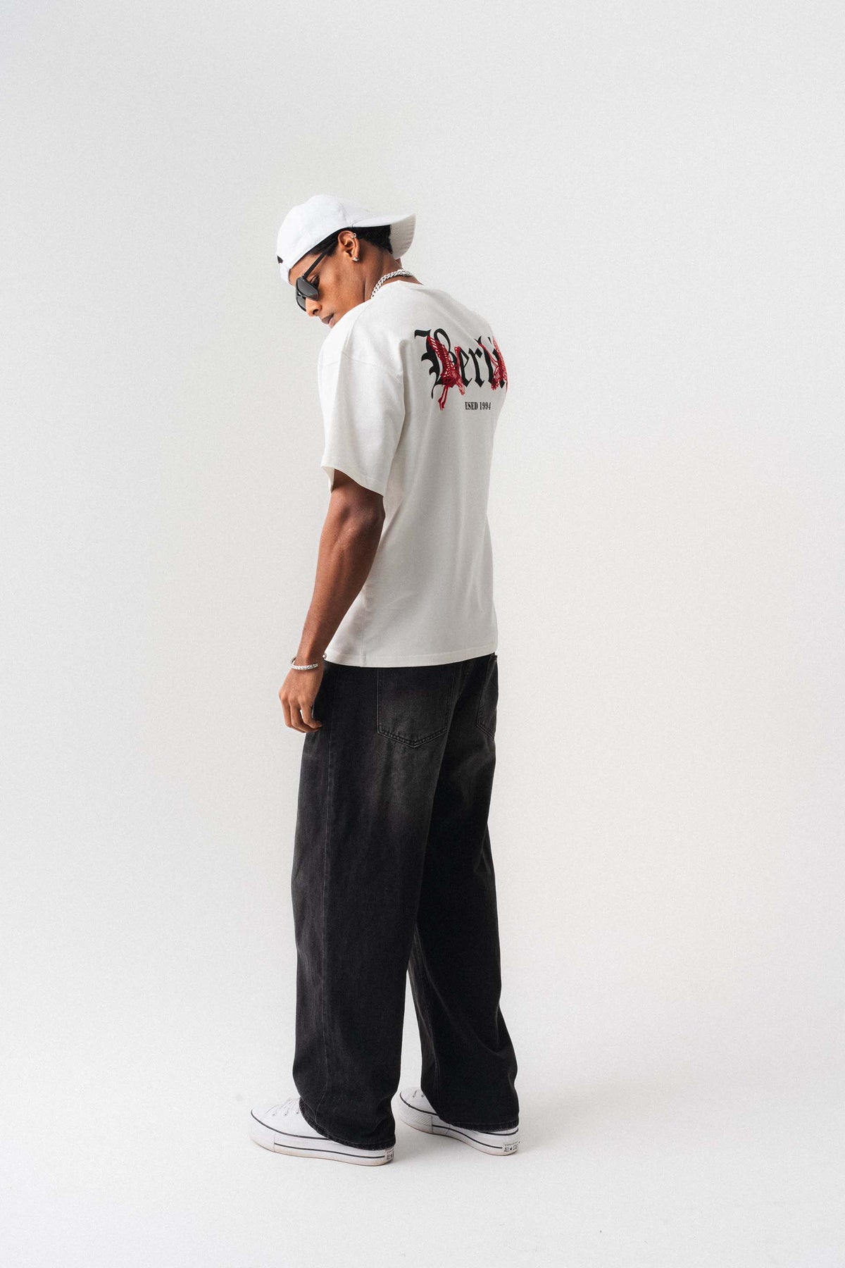 Berlin 1994 Beyaz Oversize Baskılı T-Shirt