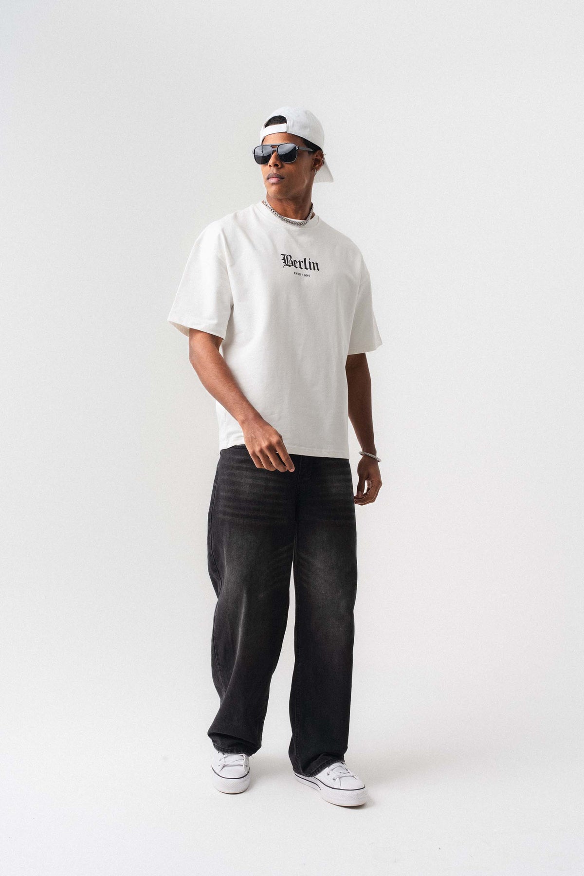 Berlin 1994 Beyaz Oversize Baskılı T-Shirt