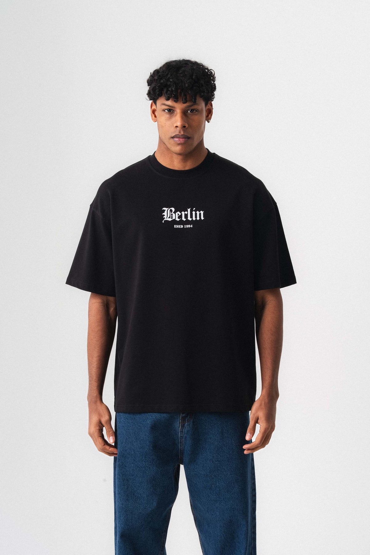 Berlin 1994 Siyah Oversize Baskılı T-Shirt
