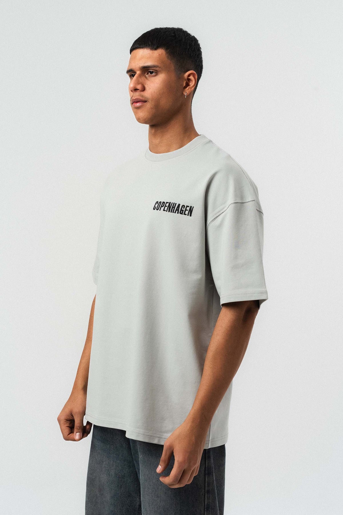 Copenhagen Gri Oversize Baskılı T-Shirt