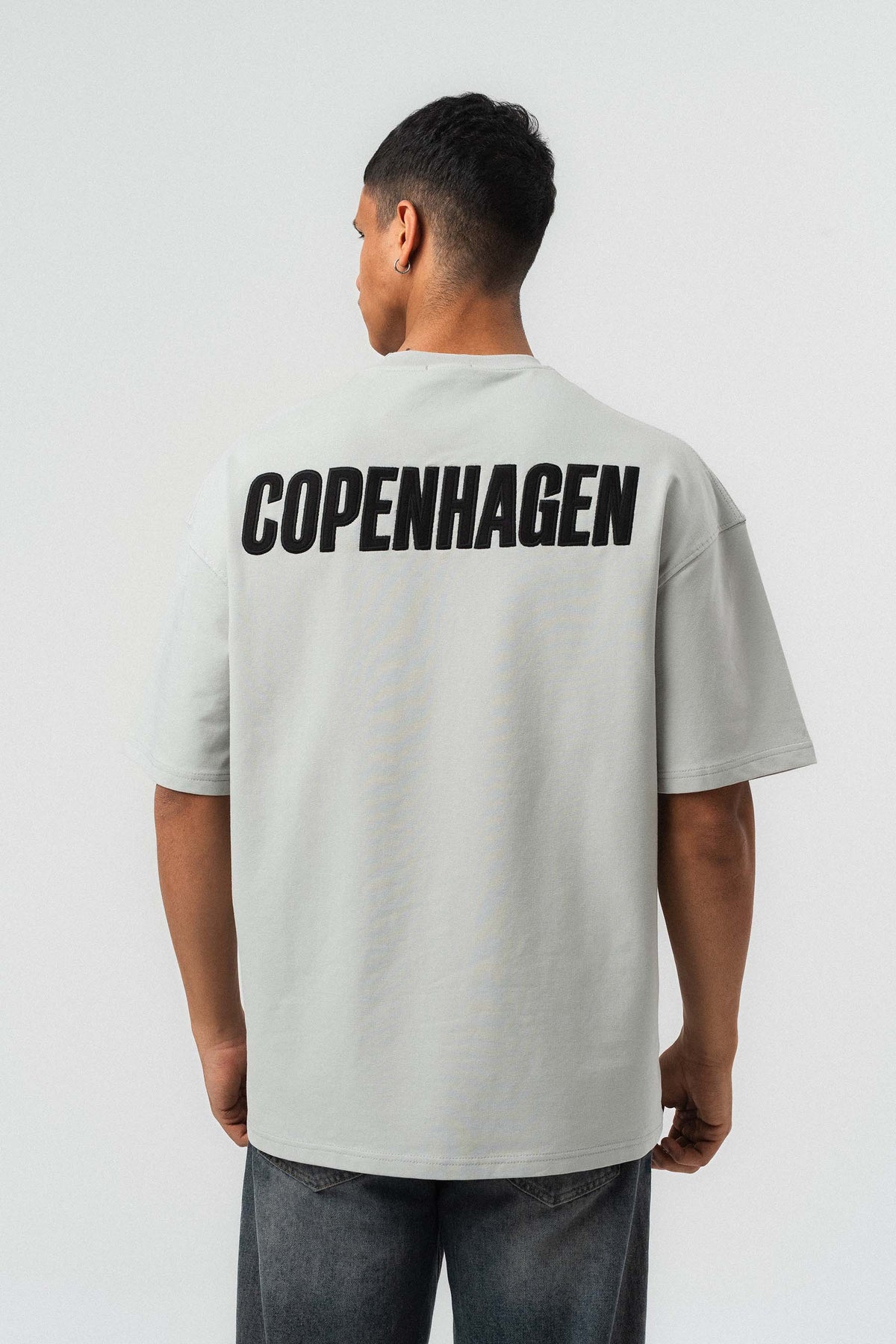 Copenhagen Gri Oversize Baskılı T-Shirt