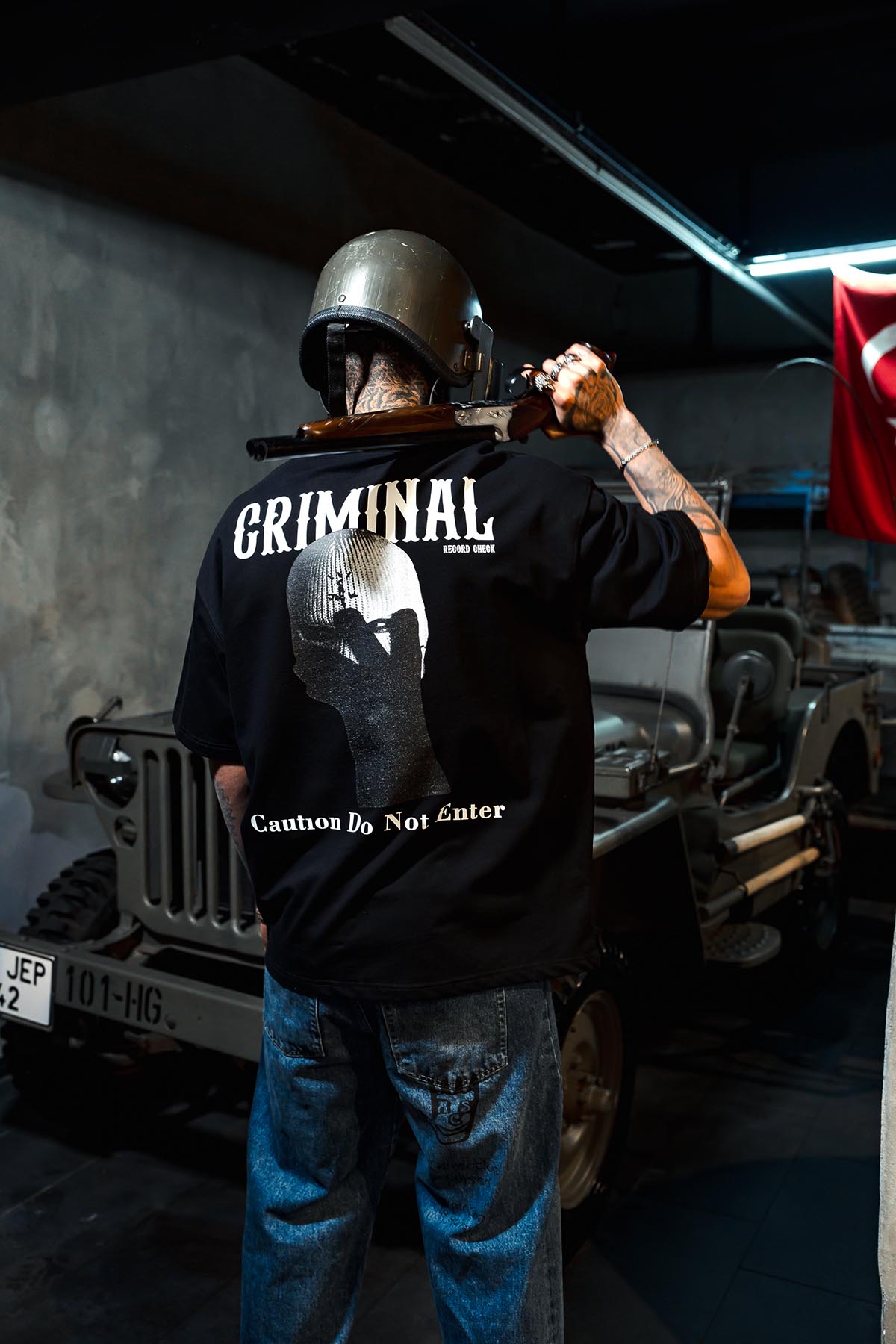 Criminal Print Oversize Black T-shirt