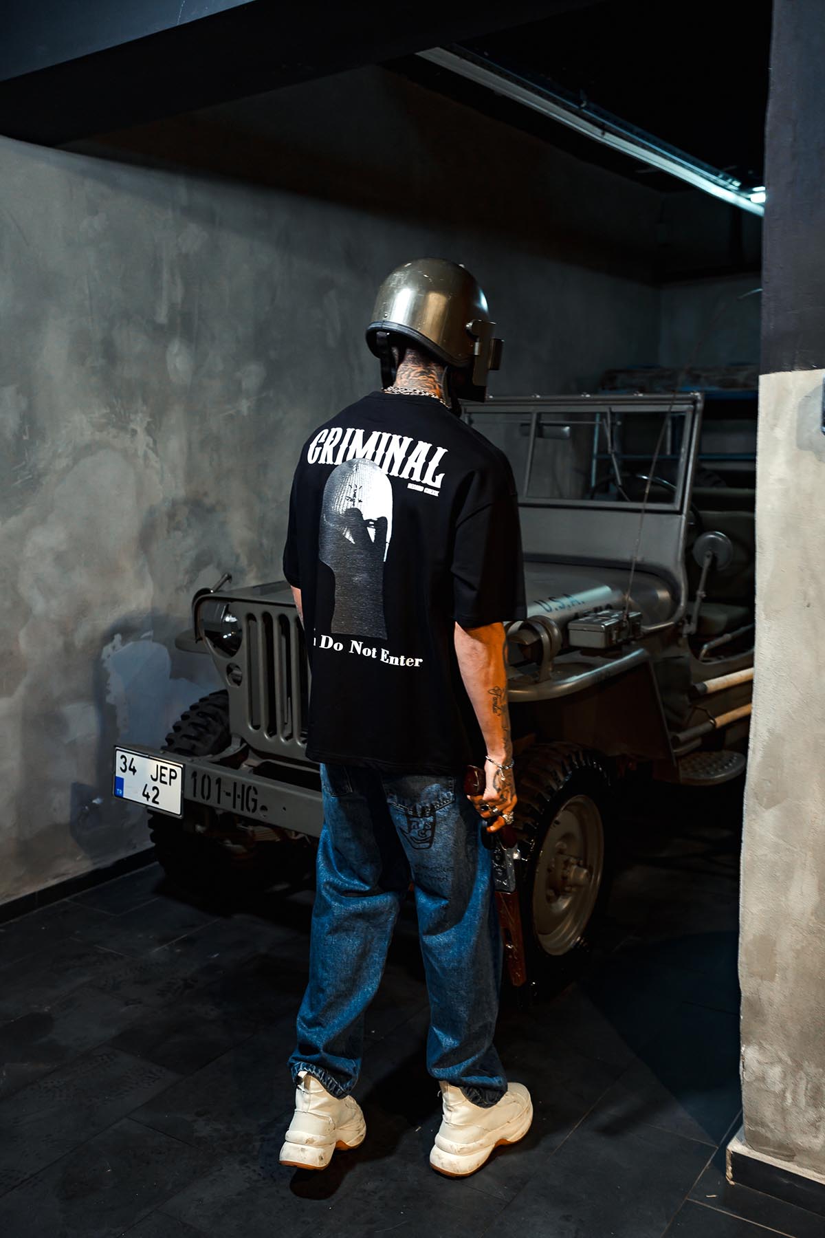 Criminal Print Oversize Black T-shirt