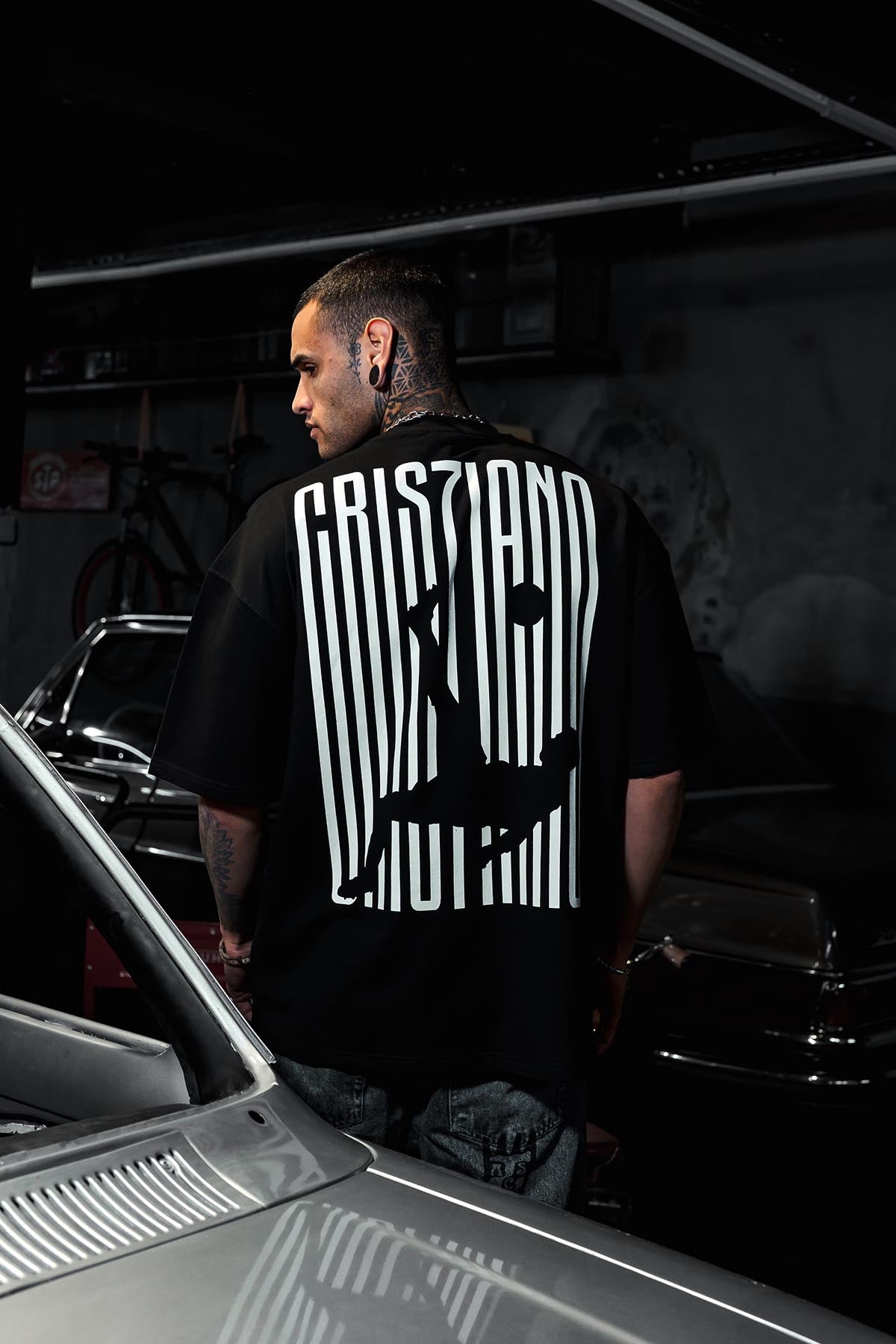 Cristiano Ronaldo Printed Oversize Black T-shirt