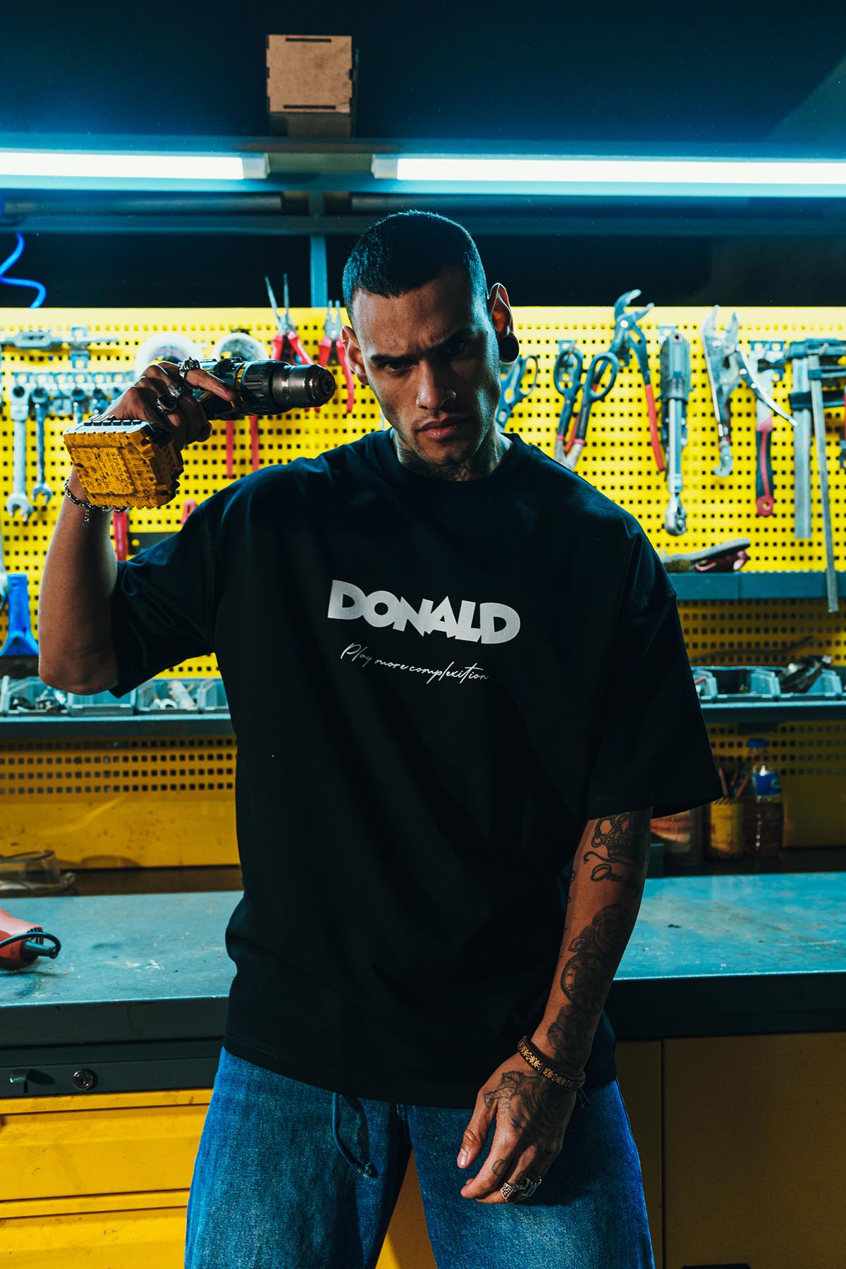 Donald Money Patch Printed Oversize Black T-shirt