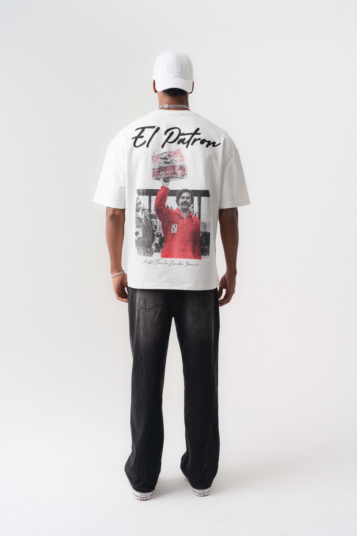 El Patron Beyaz Oversize Baskılı T-Shirt