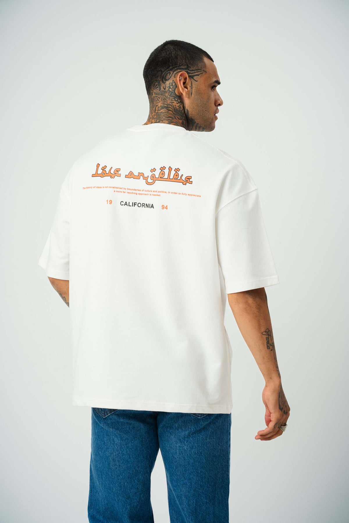 California Baskılı Beyaz Oversize T-Shirt