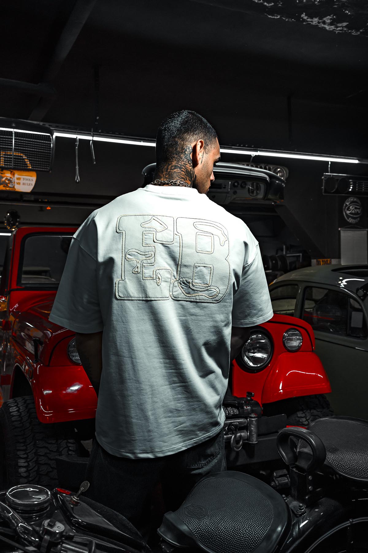 EB Applique Embroidered Oversize White T-Shirt