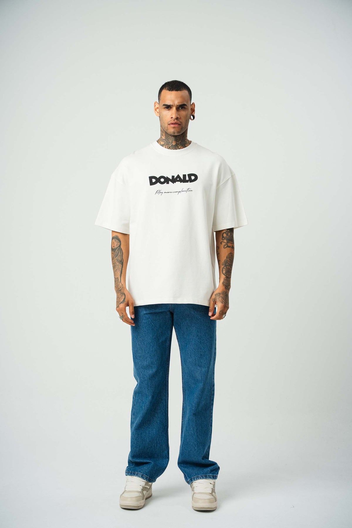 Donald Money Baskılı Beyaz Oversize T-Shirt