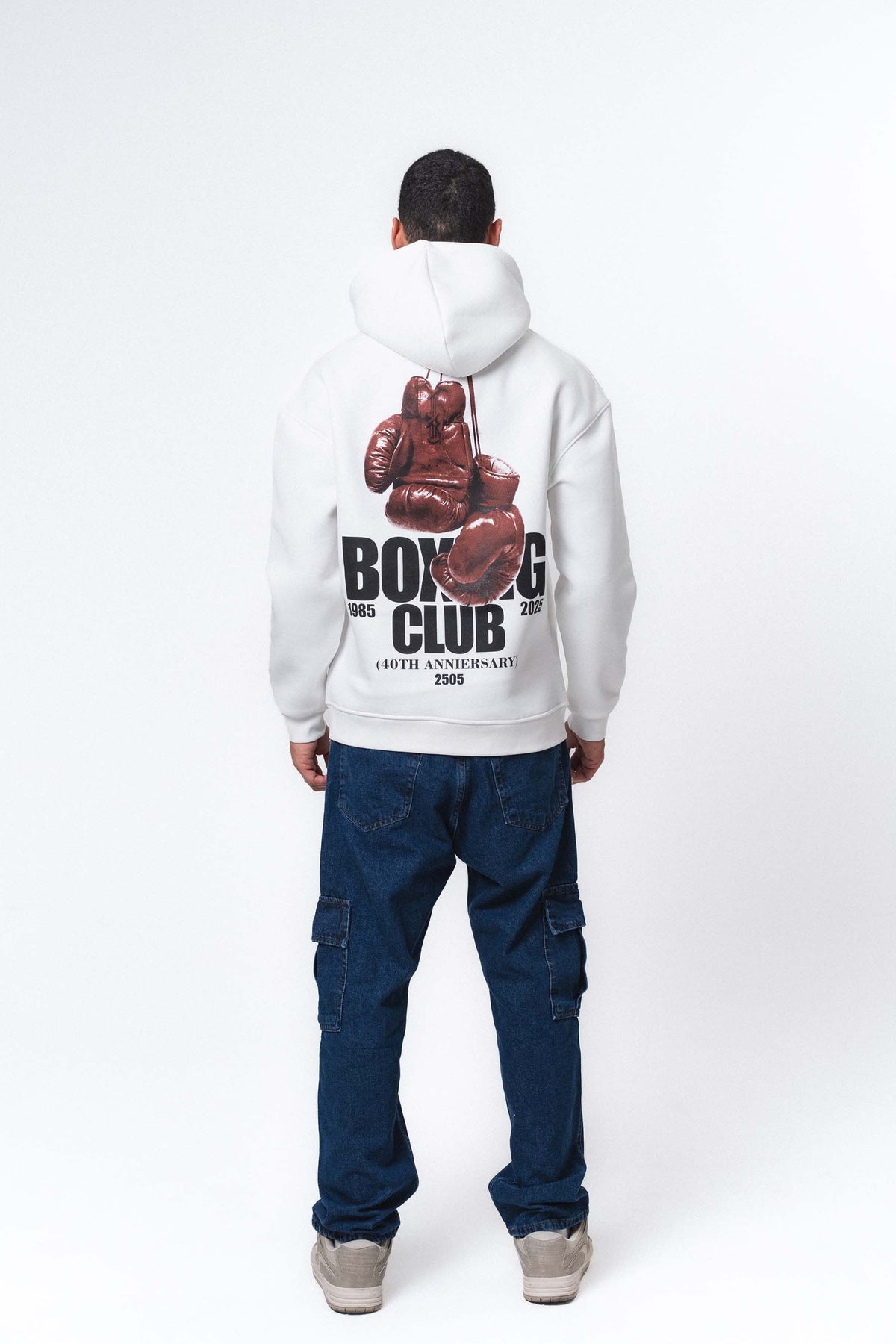Boxing Club Beyaz Oversize Hoodie