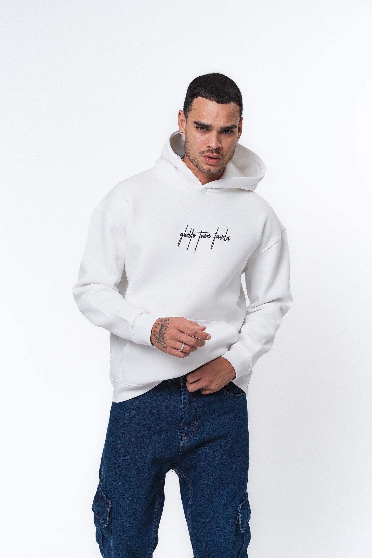 Favela Beyaz Oversize Hoodie