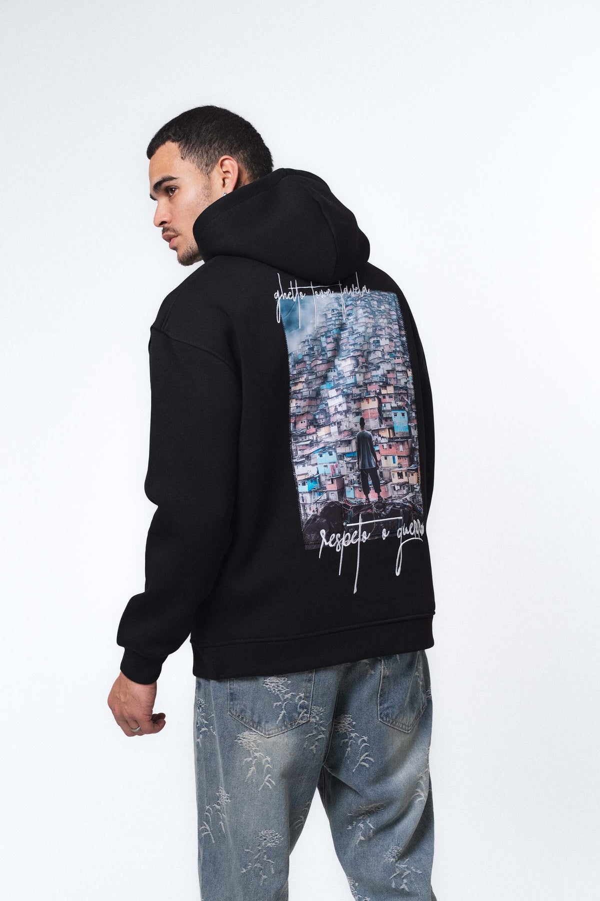 Favela Siyah Oversize Hoodie