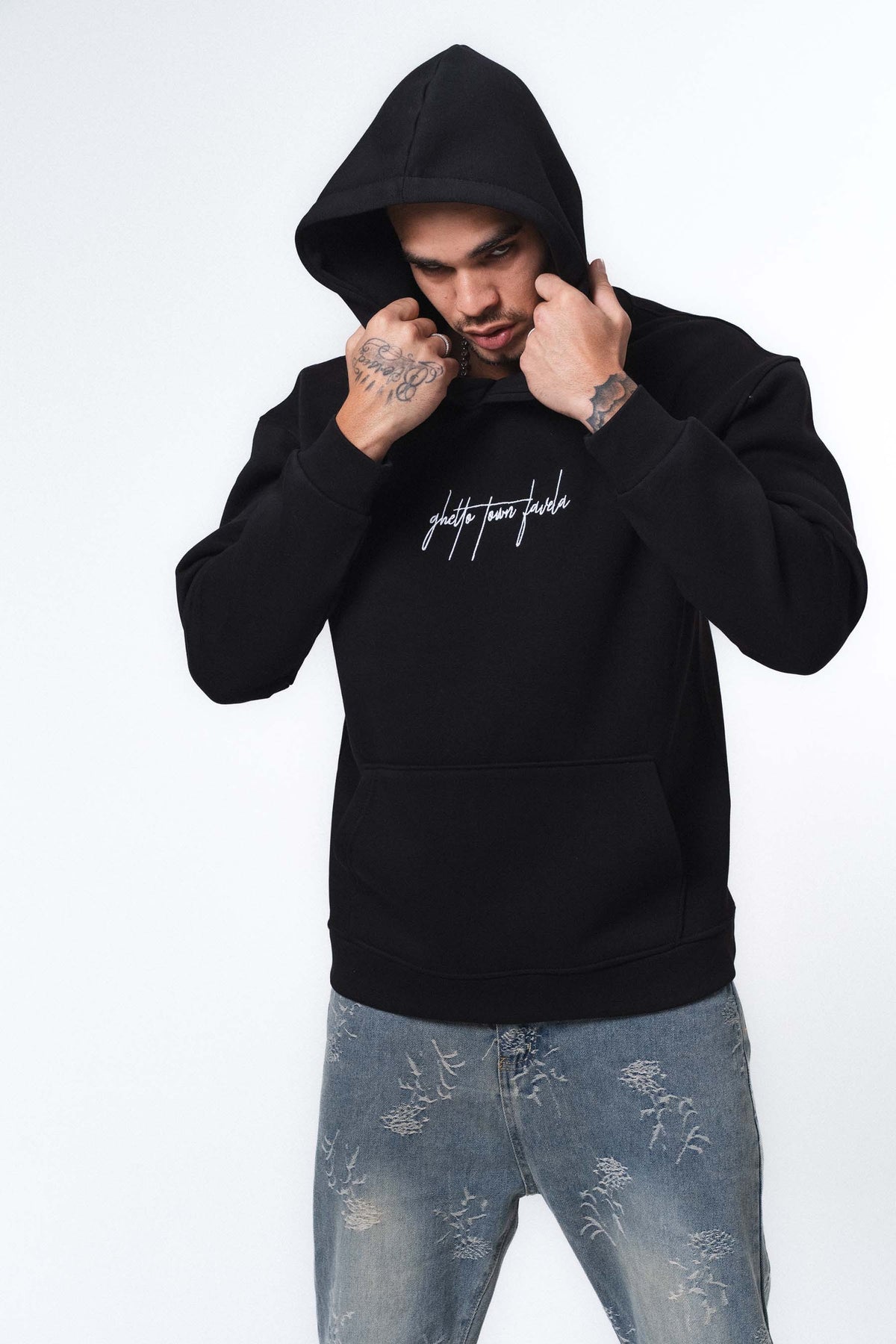 Favela Siyah Oversize Hoodie