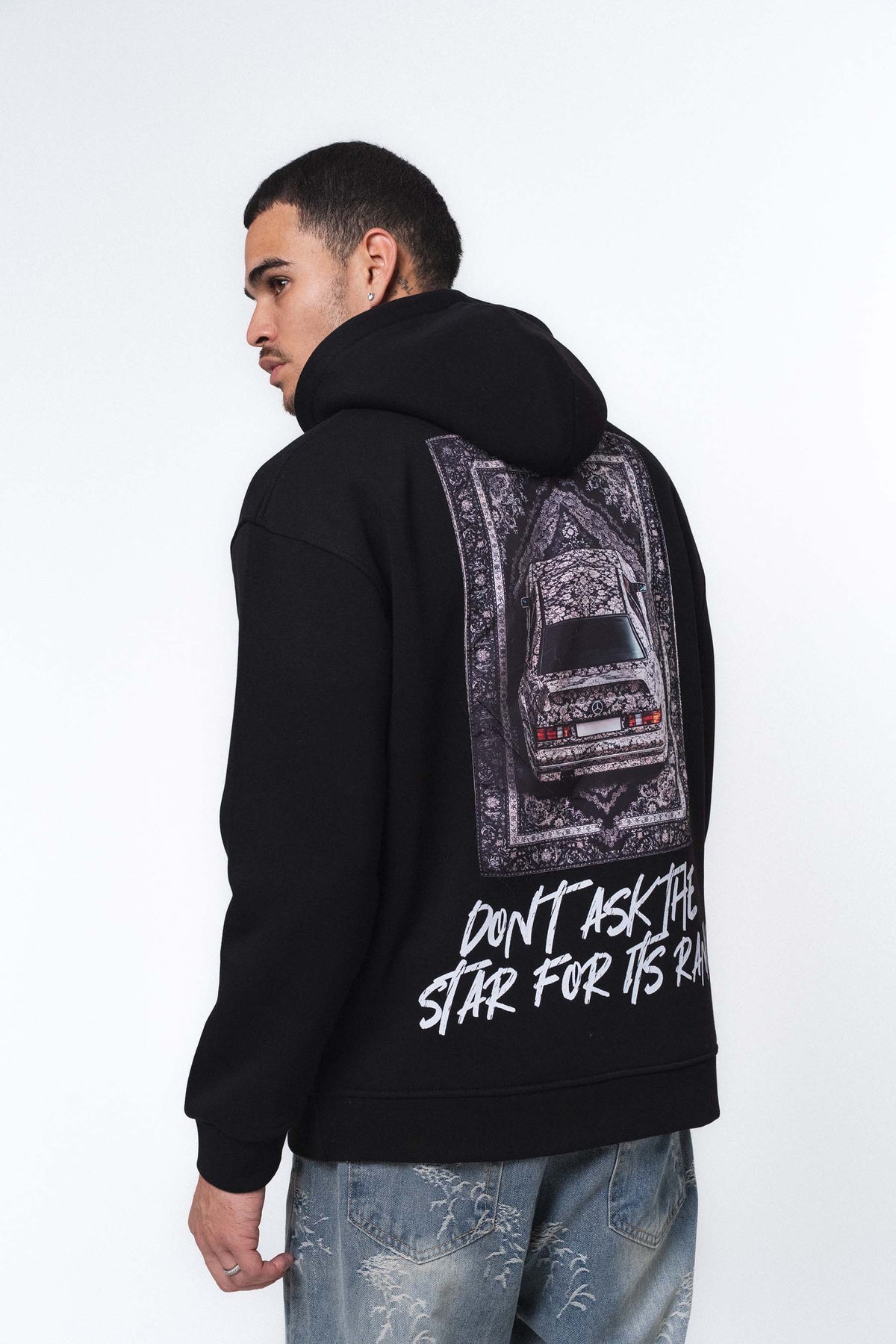 Etnik Tasarım Mercedes Siyah Oversize Hoodie