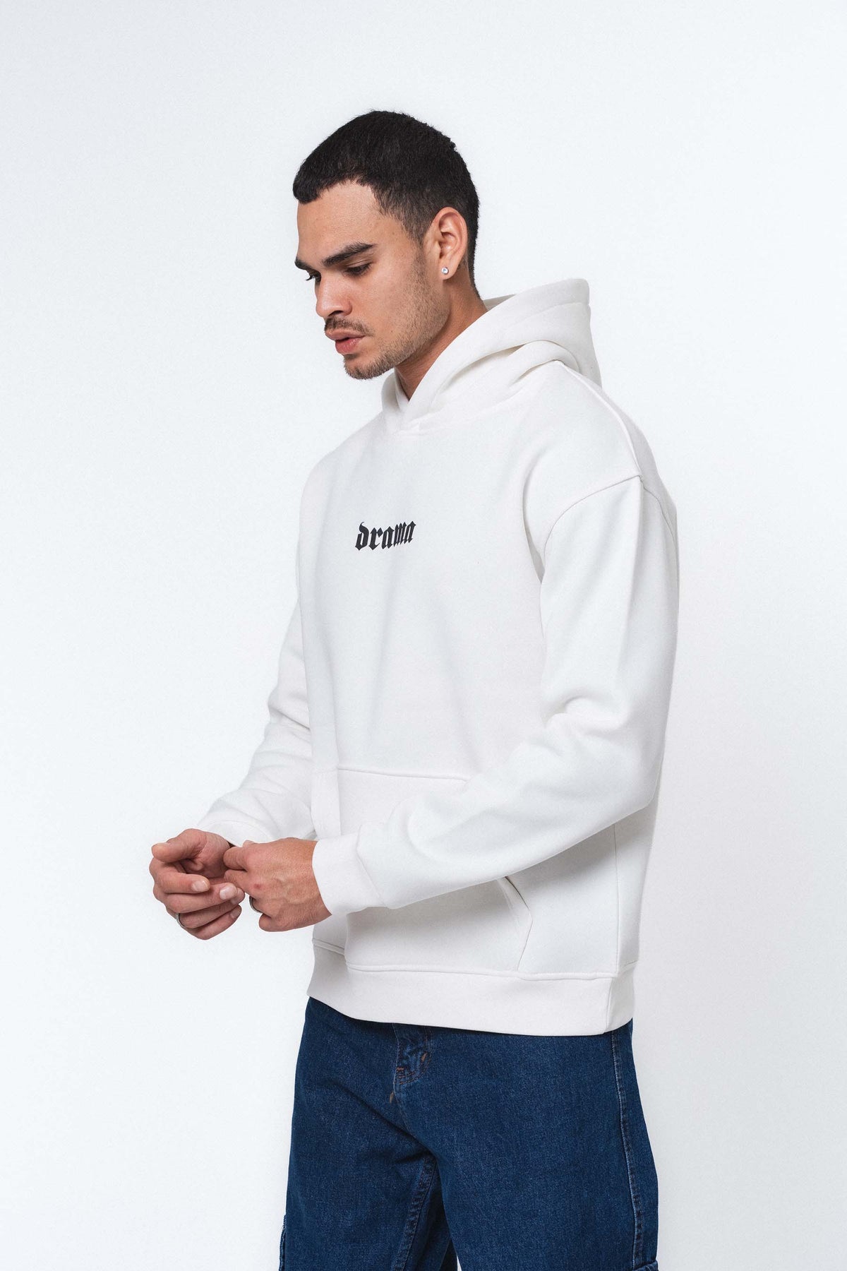 Etnik Tasarım Drama Beyaz Oversize Hoodie