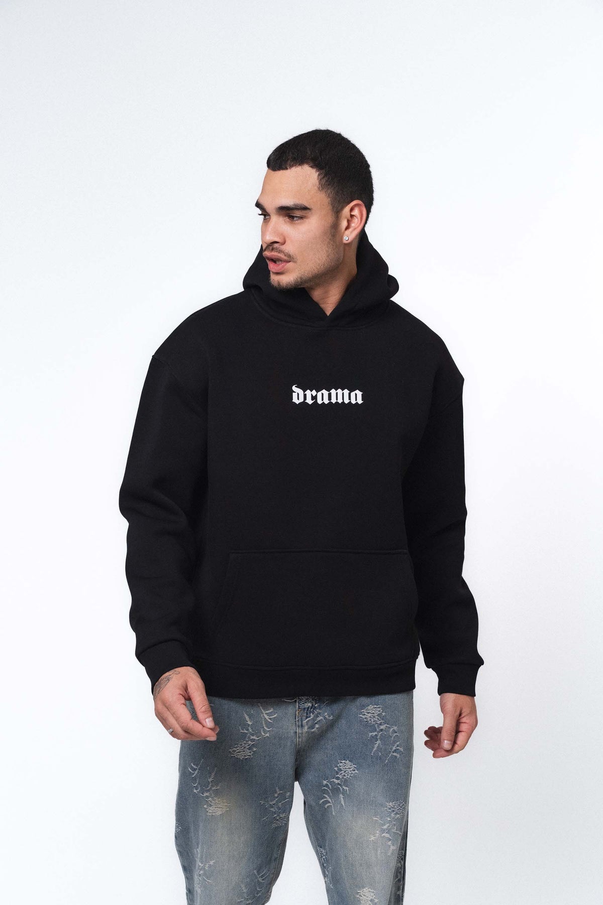 Etnik Tasarım Drama Siyah Oversize Hoodie